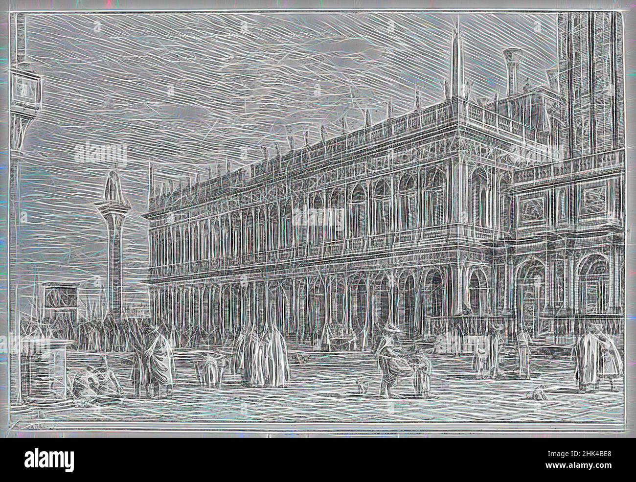 Inspiriert von La Libreria V., Top und La Piera Del Bando. V., unten, Giovanni Antonio Canal, genannt Canaletto, italienisch, Venetian, 1697-1768, Radierung, Neuauflage, Blatt: 15 3/8 x 10 9/16 Zoll, 39,1 x 26,8 cm, neu gestaltet von Artotop. Klassische Kunst neu erfunden mit einem modernen Twist. Design von warmen fröhlichen Leuchten der Helligkeit und Lichtstrahl Strahlkraft. Fotografie inspiriert von Surrealismus und Futurismus, umarmt dynamische Energie der modernen Technologie, Bewegung, Geschwindigkeit und Kultur zu revolutionieren Stockfoto