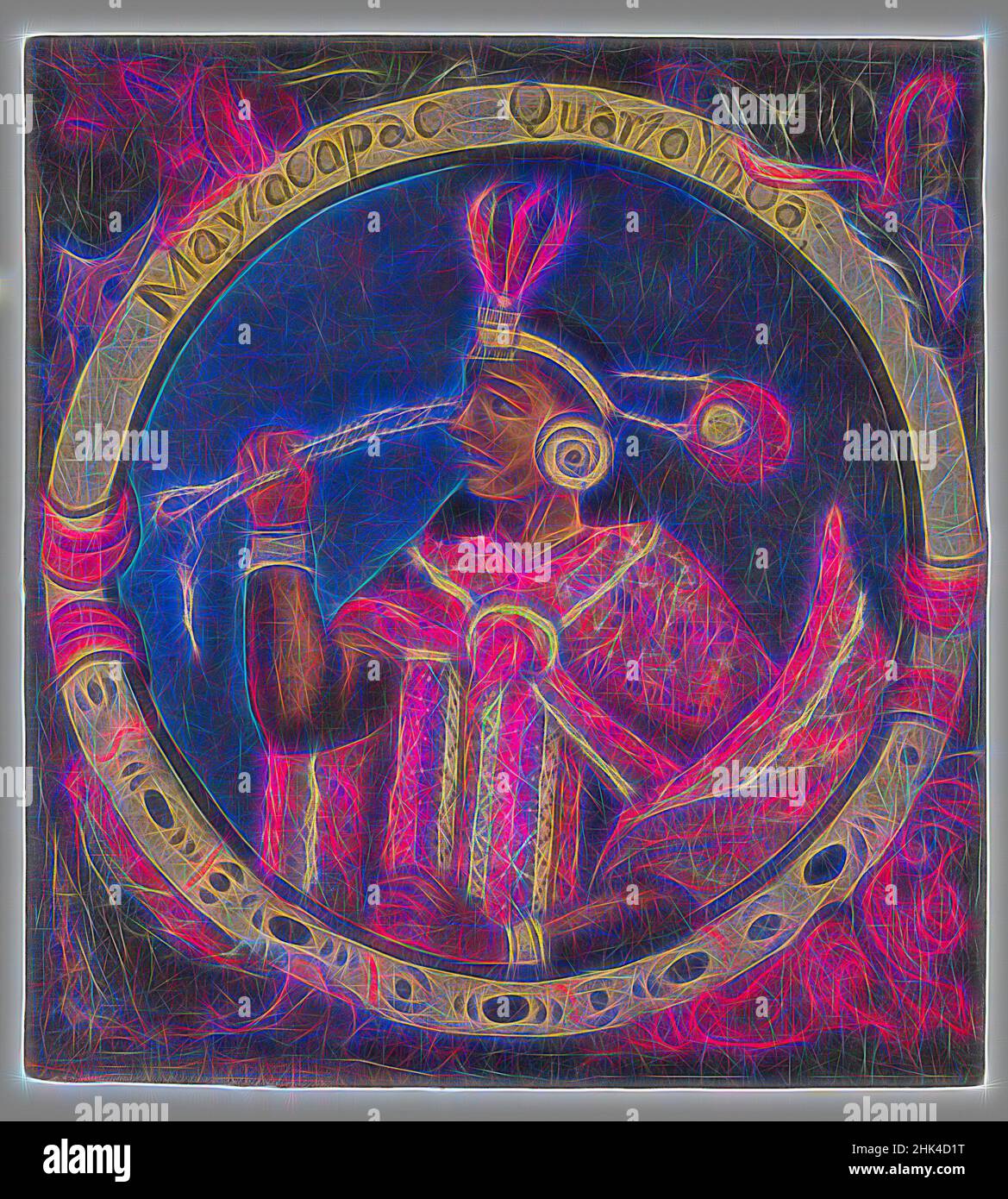 Inspiriert von Mayta Capac, Vierter Inka, 1 von 14 Porträts der Inka-Könige, Peruanisch, Öl auf Leinwand, Peru, Mitte 18th Jahrhundert, Wahrscheinlich, Kolonialzeit, 23 1/2 x 21 1/2in., 59,7 x 54,6cm, 18th Jahrhundert, Armbänder, Eroberung, ohrring, Ohrspulen, Feder, Federn, Kopfschmuck, hispanische Herkunft, historisch, inka, neu erfunden von Artotop. Klassische Kunst neu erfunden mit einem modernen Twist. Design von warmen fröhlichen Leuchten der Helligkeit und Lichtstrahl Strahlkraft. Fotografie inspiriert von Surrealismus und Futurismus, umarmt dynamische Energie der modernen Technologie, Bewegung, Geschwindigkeit und Kultur zu revolutionieren Stockfoto