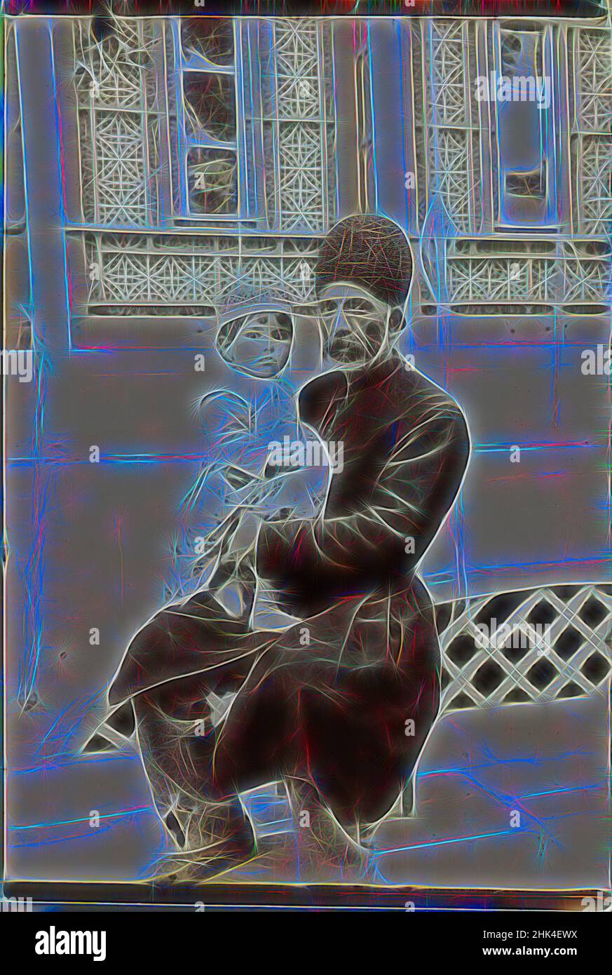 Inspiriert von Dowlet Morad Bek & Child, Torkmen, einer von 274 Vintage-Fotografien, Gelatin-Silberdruckpapier, Ende 19th-Anfang 20th. Jahrhundert, Qajar, Qajar-Zeit, 7 1/8 x 4 13/16 Zoll, 18,1 x 12,2 cm, historisch, iran, iranisch, islamisch, persien, persisch, qajar, sitzend, neu erfunden von Artotop. Klassische Kunst neu erfunden mit einem modernen Twist. Design von warmen fröhlichen Leuchten der Helligkeit und Lichtstrahl Strahlkraft. Fotografie inspiriert von Surrealismus und Futurismus, umarmt dynamische Energie der modernen Technologie, Bewegung, Geschwindigkeit und Kultur zu revolutionieren Stockfoto
