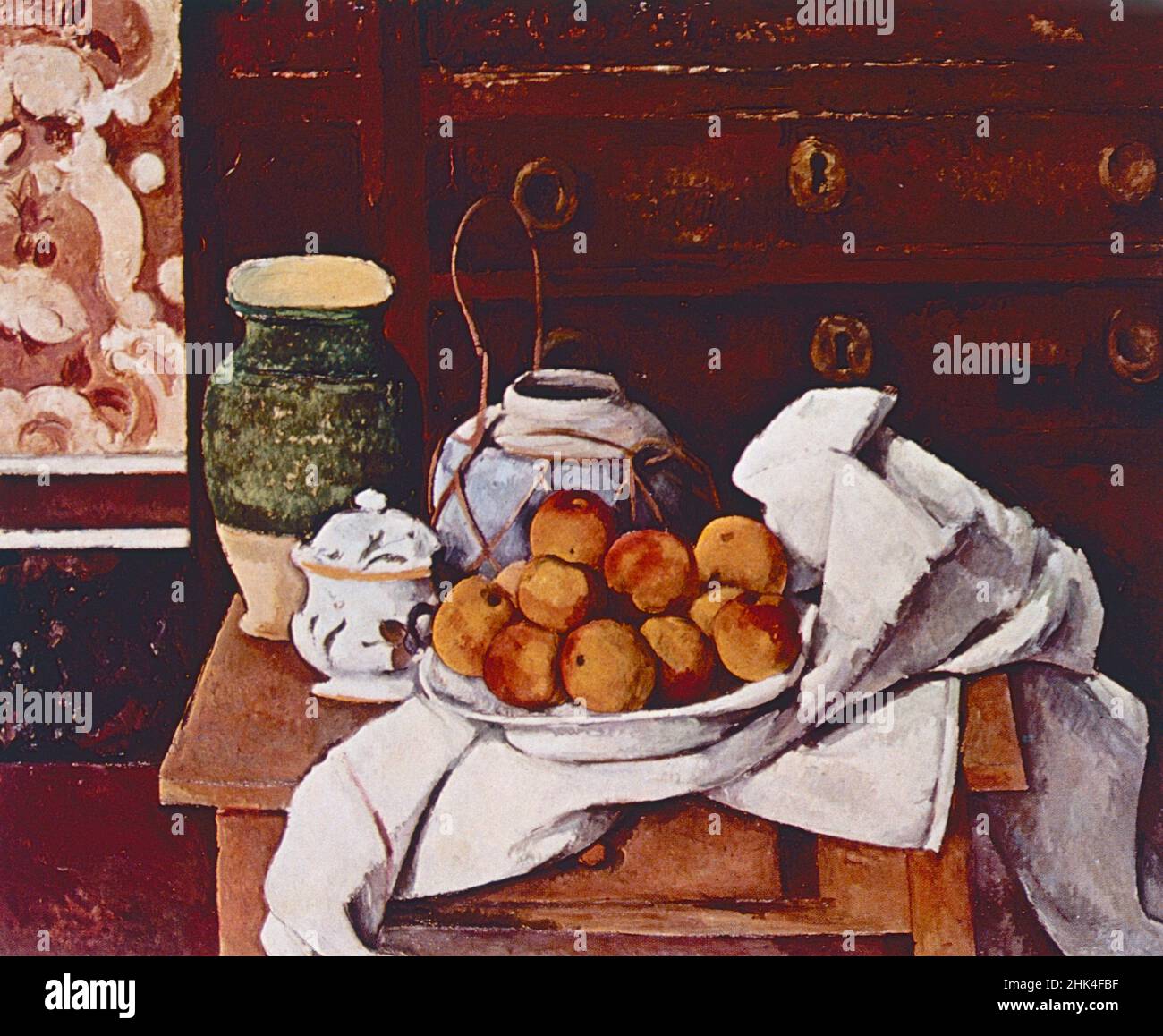 Stillleben mit Früchten, Gemälde des französischen Künstlers Paul Cezanne, 1870s Stockfoto