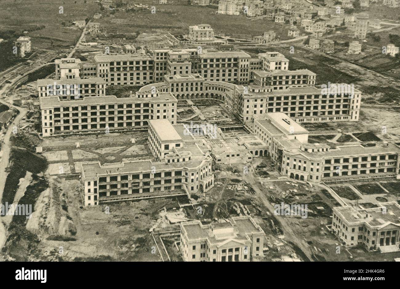 Luftaufnahme des Krankenhauses Sanatorio Mussolini AKA Forlanini, Rom, Italien 1934 Stockfoto