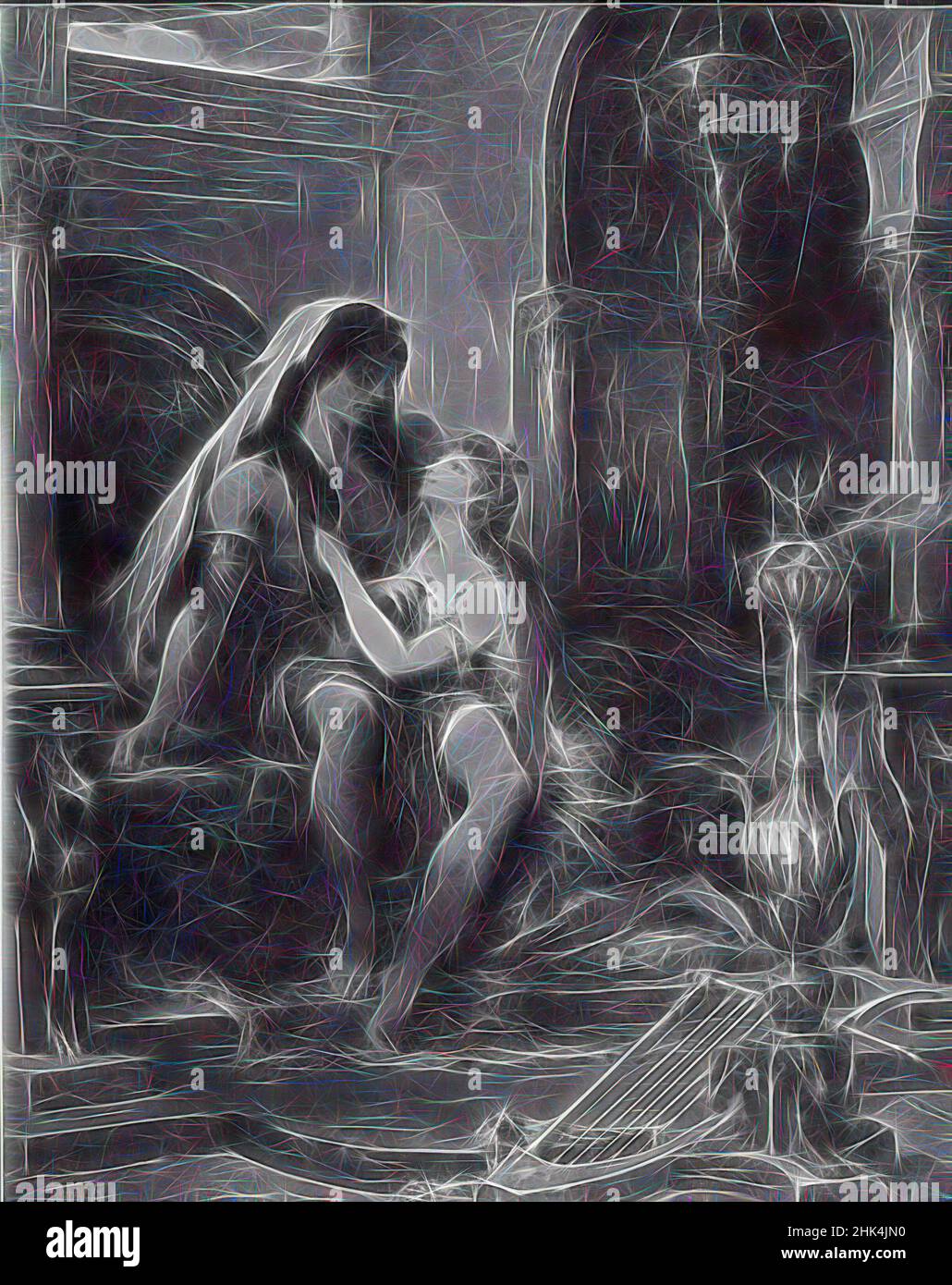 Inspiriert von Samson und Delilah, Samson et Dalila, Henri-Léopold Lévy, Französisch, 1840-1904, Öl auf Leinwand, Frankreich, ca. 1899, 34 1/2 x 27 1/4 in., 87,6 x 69,2 cm, biblische Kunst, Französische Malerei, Ölgemälde, neu erfunden von Artotop. Klassische Kunst neu erfunden mit einem modernen Twist. Design von warmen fröhlichen Leuchten der Helligkeit und Lichtstrahl Strahlkraft. Fotografie inspiriert von Surrealismus und Futurismus, umarmt dynamische Energie der modernen Technologie, Bewegung, Geschwindigkeit und Kultur zu revolutionieren Stockfoto