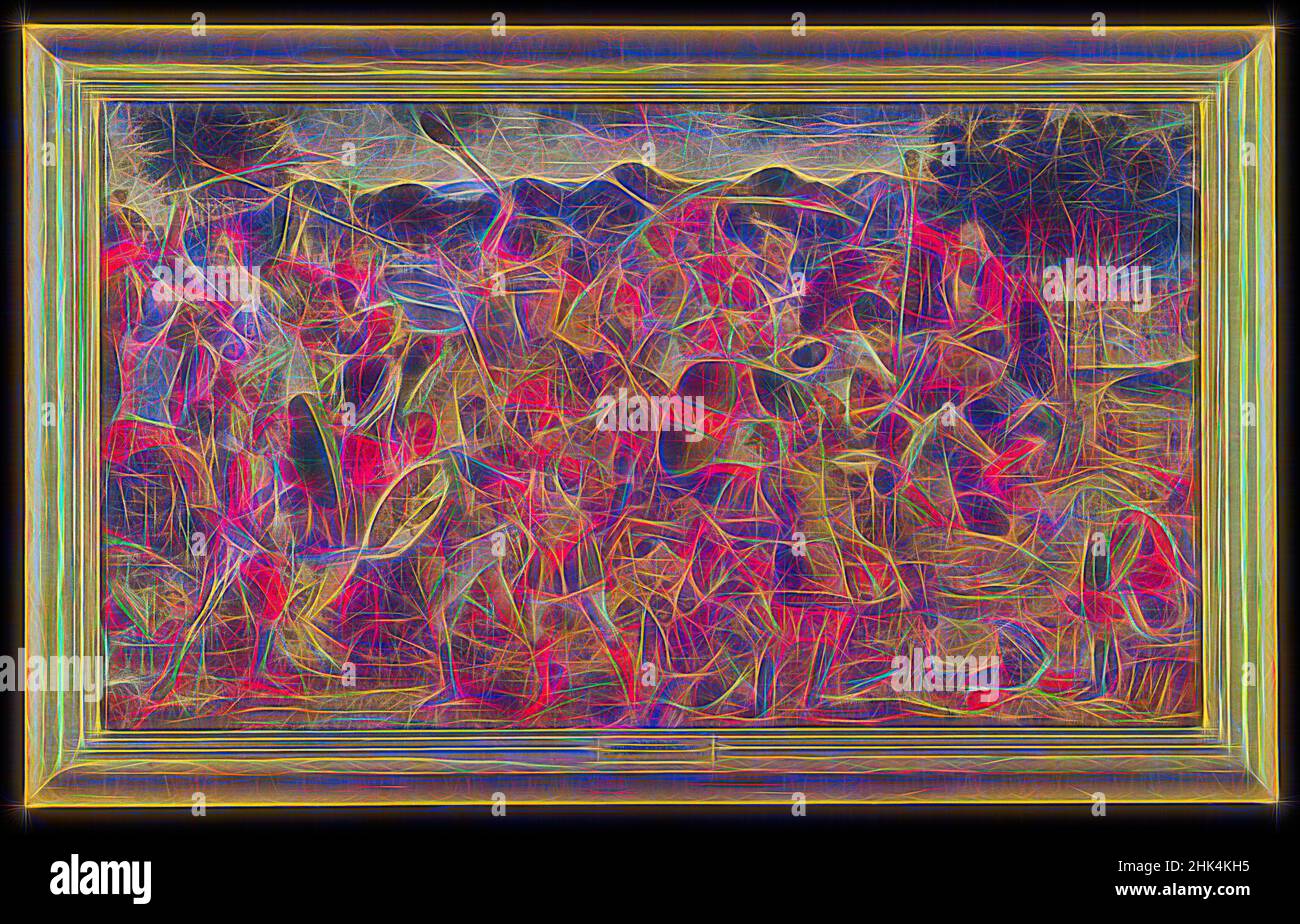 Inspiriert von Einer Battle-Szene, norditalienische Schule, möglicherweise Vicenza oder Padua, Tempera und Öl auf Leinwand, Italien, ca. 1500, 24 x 42 1/2 Zoll, 61 x 108 cm, Schlacht, blutig, Körper, Tod, streitkolben, Schilde, Schwerter, Gewalt, Waffen, Neu gestaltet von Artotop. Klassische Kunst neu erfunden mit einem modernen Twist. Design von warmen fröhlichen Leuchten der Helligkeit und Lichtstrahl Strahlkraft. Fotografie inspiriert von Surrealismus und Futurismus, umarmt dynamische Energie der modernen Technologie, Bewegung, Geschwindigkeit und Kultur zu revolutionieren Stockfoto