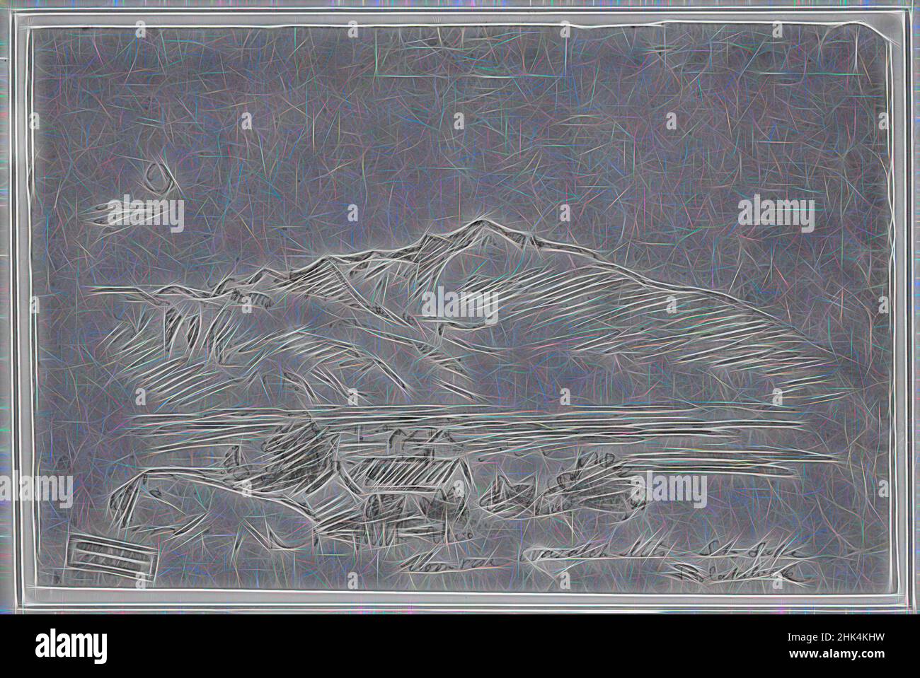 Inspiriert von Moonrise, Wasateh Mts. St. Lake, Ralph Albert Blakelock, amerikanisch, 1847-1919, Pen und Sepia Tinte auf dünnem Papier, ca. 1869-1871, Blatt: 5 5/16 x 8 1/16 Zoll, 13,5 x 20,5 cm, neu gestaltet von Artotop. Klassische Kunst neu erfunden mit einem modernen Twist. Design von warmen fröhlichen Leuchten der Helligkeit und Lichtstrahl Strahlkraft. Fotografie inspiriert von Surrealismus und Futurismus, umarmt dynamische Energie der modernen Technologie, Bewegung, Geschwindigkeit und Kultur zu revolutionieren Stockfoto