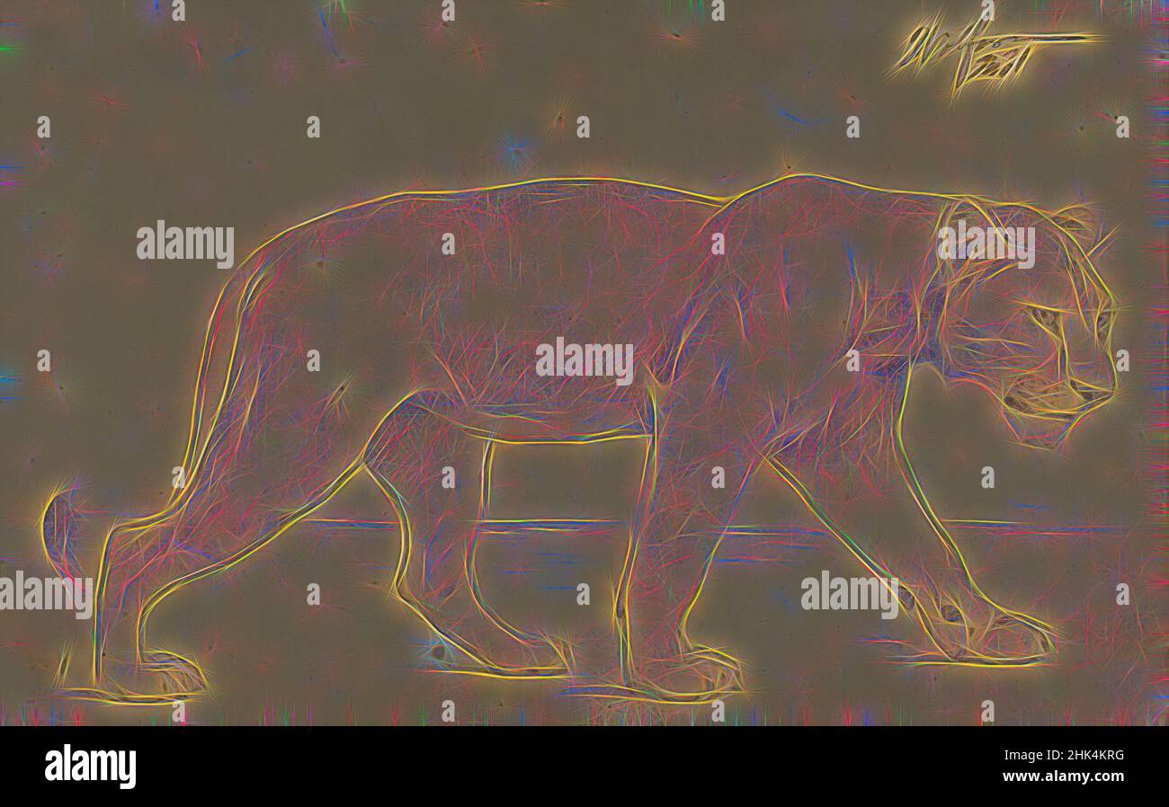 Inspiriert von Striding Lioness, Philip H. Wolfrom, Amerikaner, 1870-1904, Graphit auf Papier auf Karton, n.d., Blatt: 6 x 9 1/4 Zoll, 15,2 x 23,5 cm, Afrika, Tier, Großkatze, Katze, Zeichnung, Katze, Anmut, Graphit, Löwe, Löwin, montiert, Karton, Porträt, stitschig, Walking, Reinmagined by Artotop. Klassische Kunst neu erfunden mit einem modernen Twist. Design von warmen fröhlichen Leuchten der Helligkeit und Lichtstrahl Strahlkraft. Fotografie inspiriert von Surrealismus und Futurismus, umarmt dynamische Energie der modernen Technologie, Bewegung, Geschwindigkeit und Kultur zu revolutionieren Stockfoto