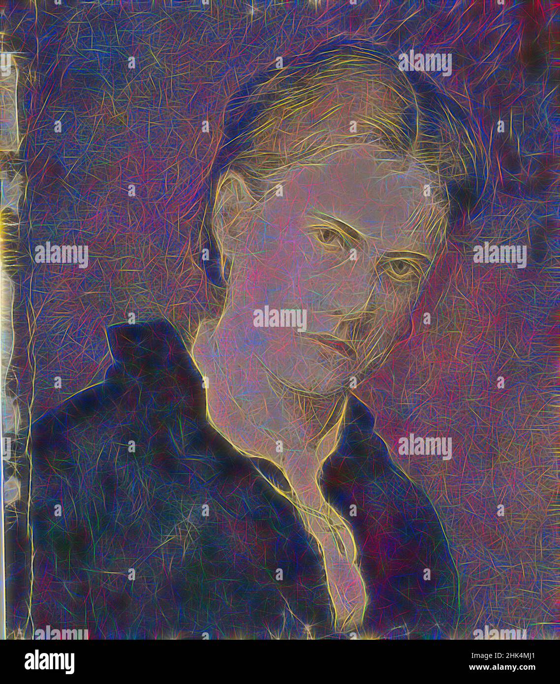 Inspiriert von Portrait of Artist's Wife, Ralph Albert Blakelock, Amerikaner, 1847-1919, Aquarell, Cora Rebecca Bailey, Porträt, Frau, Frauen, neu erfunden von Artotop. Klassische Kunst neu erfunden mit einem modernen Twist. Design von warmen fröhlichen Leuchten der Helligkeit und Lichtstrahl Strahlkraft. Fotografie inspiriert von Surrealismus und Futurismus, umarmt dynamische Energie der modernen Technologie, Bewegung, Geschwindigkeit und Kultur zu revolutionieren Stockfoto