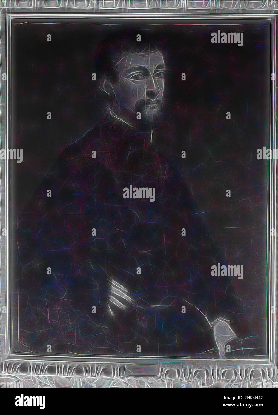 Inspiriert von einem Porträt eines jungen Mannes, Jacopo Robusti, genannt Tintoretto, Italienisch, Venetian, 1518-1594, Öl auf Leinwand, Italien, ca. 1548, 35 1/2 x 27 1/4 Zoll, 90,2 x 69,2 cm, italienisch, Mann, Gemälde, Porträt, Renaissance, Tintoretto, Venetian, neu gestaltet von Artotop. Klassische Kunst neu erfunden mit einem modernen Twist. Design von warmen fröhlichen Leuchten der Helligkeit und Lichtstrahl Strahlkraft. Fotografie inspiriert von Surrealismus und Futurismus, umarmt dynamische Energie der modernen Technologie, Bewegung, Geschwindigkeit und Kultur zu revolutionieren Stockfoto