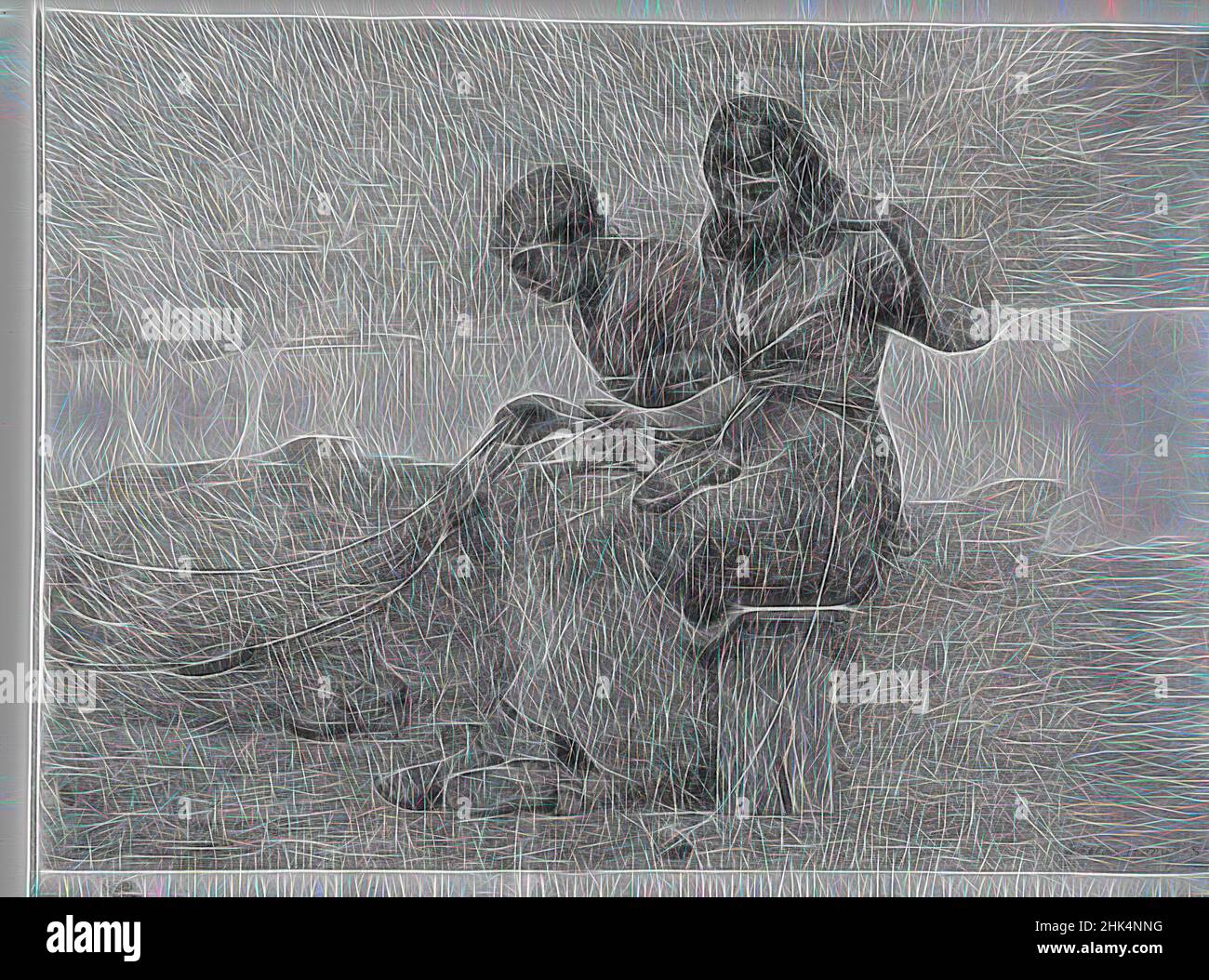 Inspiriert von Menging the Nets, Winslow Homer, Amerikaner, 1836-1910, Rading, Bild: 15 1/4 x 21 7/16 Zoll, 38,7 x 54,5 cm, neu gestaltet von Artotop. Klassische Kunst neu erfunden mit einem modernen Twist. Design von warmen fröhlichen Leuchten der Helligkeit und Lichtstrahl Strahlkraft. Fotografie inspiriert von Surrealismus und Futurismus, umarmt dynamische Energie der modernen Technologie, Bewegung, Geschwindigkeit und Kultur zu revolutionieren Stockfoto