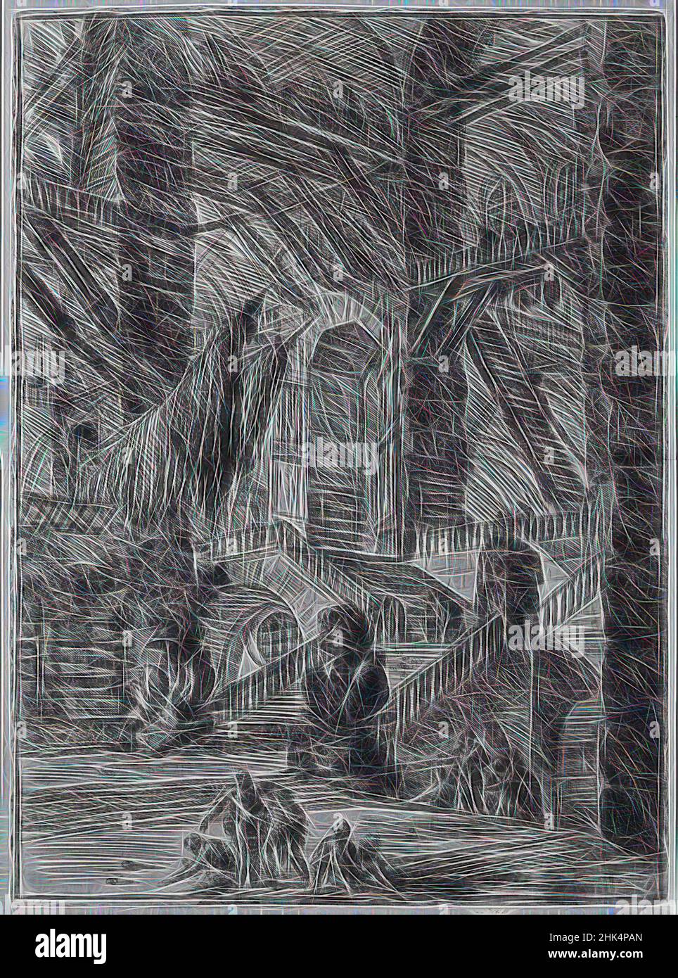 Inspiriert von Invenzioni Capric di Carceri; Hind 8, First State of Three, Giovanni Battista Piranesi, italienisch, venezianisch, 1720-1778, Ätzung auf Büttenpapier, ca. 1749, 21 5/8 x 15 7/8 Zoll, 55 x 40,3 cm, neu erfunden von Artotop. Klassische Kunst neu erfunden mit einem modernen Twist. Design von warmen fröhlichen Leuchten der Helligkeit und Lichtstrahl Strahlkraft. Fotografie inspiriert von Surrealismus und Futurismus, umarmt dynamische Energie der modernen Technologie, Bewegung, Geschwindigkeit und Kultur zu revolutionieren Stockfoto