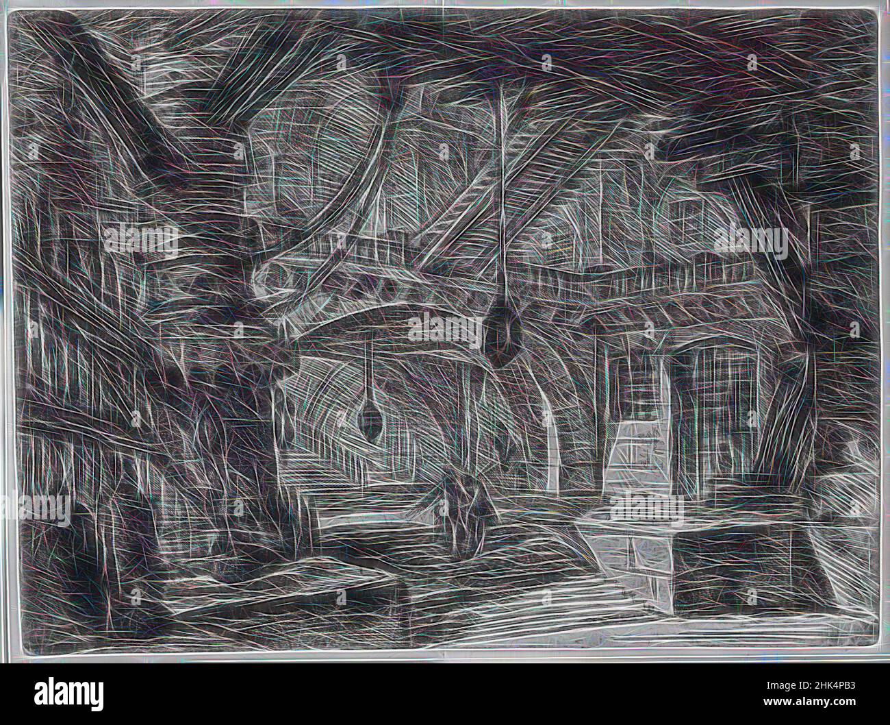 Inspiriert von Invenzioni Capric di Carceri; Hind 16, First State of Three, Giovanni Battista Piranesi, italienisch, venezianisch, 1720-1778, Ätzung auf Büttenpapier, ca. 1749, 15 15/16 x 21 1/2 Zoll, 40,5 x 54,6 cm, neu erfunden von Artotop. Klassische Kunst neu erfunden mit einem modernen Twist. Design von warmen fröhlichen Leuchten der Helligkeit und Lichtstrahl Strahlkraft. Fotografie inspiriert von Surrealismus und Futurismus, umarmt dynamische Energie der modernen Technologie, Bewegung, Geschwindigkeit und Kultur zu revolutionieren Stockfoto