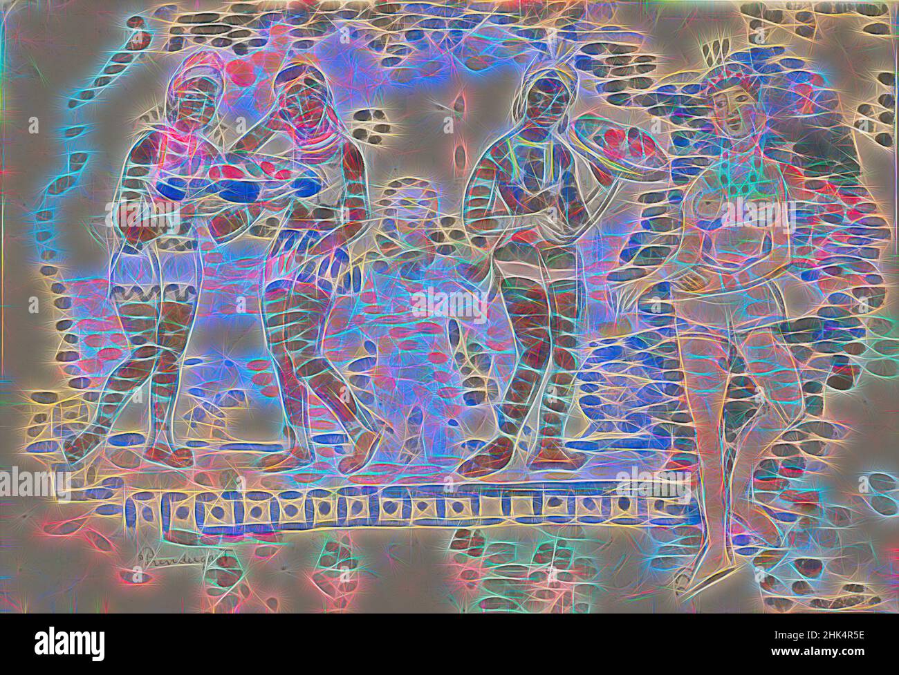 Inspiriert von fünf Figuren, Maurice Brazil Prendergast, Amerikaner, 1858-1924, Aquarell, Ca. 1910-1913, Blatt: 14 3/4 x 20 3/4 Zoll, 37,5 x 52,7 cm, bunt, exotisch, Hula, Platten, Halbbekleidet, südpazifik, Aquarellmalerei, Frauen, neu gestaltet von Artotop. Klassische Kunst neu erfunden mit einem modernen Twist. Design von warmen fröhlichen Leuchten der Helligkeit und Lichtstrahl Strahlkraft. Fotografie inspiriert von Surrealismus und Futurismus, umarmt dynamische Energie der modernen Technologie, Bewegung, Geschwindigkeit und Kultur zu revolutionieren Stockfoto