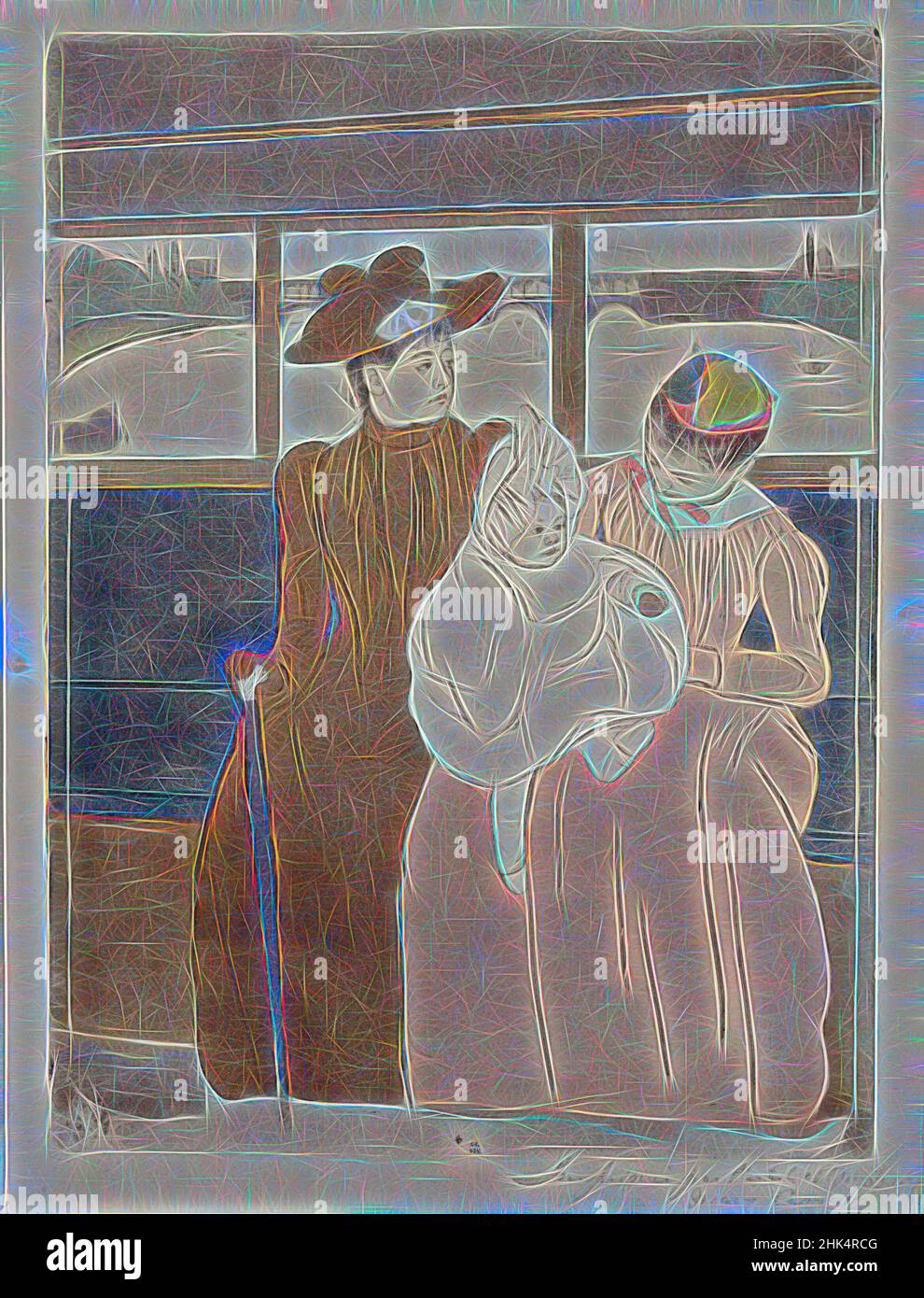 Inspiriert von in the Omnibus, The Tramway, Mary Cassatt, Amerikanerin, 1844-1926, Schwarze Tusche mit Trockenpunkt- und Farbtinte Aquatinta auf cremefarbenem, mitteldickem, mäßig strukturiertem Papier, 1890-1891, 14 5/8 x 10 5/8 Zoll, 36,5 x 26,5 cm, American Painting, Aquatinta, Baby, Bus, Hektik, cassatt, abgelenkte Mutterschaft, Neueinreimagination von Artotop. Klassische Kunst neu erfunden mit einem modernen Twist. Design von warmen fröhlichen Leuchten der Helligkeit und Lichtstrahl Strahlkraft. Fotografie inspiriert von Surrealismus und Futurismus, umarmt dynamische Energie der modernen Technologie, Bewegung, Geschwindigkeit und Kultur zu revolutionieren Stockfoto