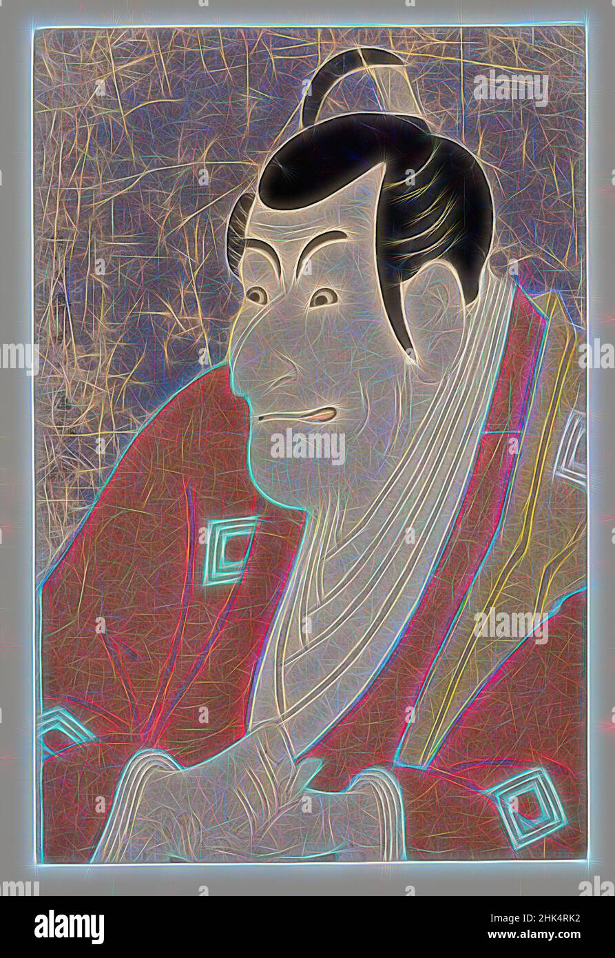 Inspiriert von Ichikawa Ebizo IV als Takemura Sadanoshin, Toshusai Sharaku, japanisch, aktiv 1794-1795, Farbholzschnitt mit Glimmer auf Papier, Japan, 1794/5, Edo-Periode, 14 3/8 x 9 7/16 Zoll, 36,5 x 24 cm, Schauspiel, Schauspieler, Kostüm, Japan, Japanisch, Kabuki, Poesie, Bühne, Theater, Ukiyo-e, neu erfunden von Artotop. Klassische Kunst neu erfunden mit einem modernen Twist. Design von warmen fröhlichen Leuchten der Helligkeit und Lichtstrahl Strahlkraft. Fotografie inspiriert von Surrealismus und Futurismus, umarmt dynamische Energie der modernen Technologie, Bewegung, Geschwindigkeit und Kultur zu revolutionieren Stockfoto