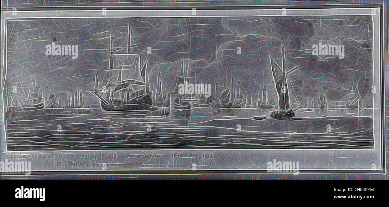Inspiriert von Marine, zugeschrieben Willem van de Velde dem Älteren, Niederländisch, 1611-1683, Aquarell, Blatt: 5 7/8 x 16 1/4 Zoll, 14,9 x 41,3 cm, neu erfunden von Artotop. Klassische Kunst neu erfunden mit einem modernen Twist. Design von warmen fröhlichen Leuchten der Helligkeit und Lichtstrahl Strahlkraft. Fotografie inspiriert von Surrealismus und Futurismus, umarmt dynamische Energie der modernen Technologie, Bewegung, Geschwindigkeit und Kultur zu revolutionieren Stockfoto