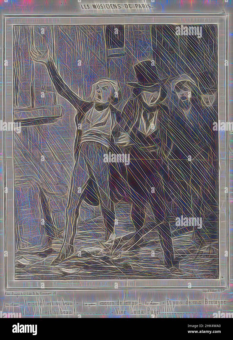 Inspiriert von en Choeur. Le Soleil Est Si Beau! ..., ursprünglich veröffentlicht in der Zeitschrift La Caricature, 31. Oktober 1841, aber wir haben die Version, die am 14. Februar 1843 in Le Charivari veröffentlicht wurde, als Nr. 3 in der Serie 'Les Musiciens de Paris', Honoré Daumier, französisch, 1808-1879, Lithograph on, Neu gestaltet von Artotop. Klassische Kunst neu erfunden mit einem modernen Twist. Design von warmen fröhlichen Leuchten der Helligkeit und Lichtstrahl Strahlkraft. Fotografie inspiriert von Surrealismus und Futurismus, umarmt dynamische Energie der modernen Technologie, Bewegung, Geschwindigkeit und Kultur zu revolutionieren Stockfoto