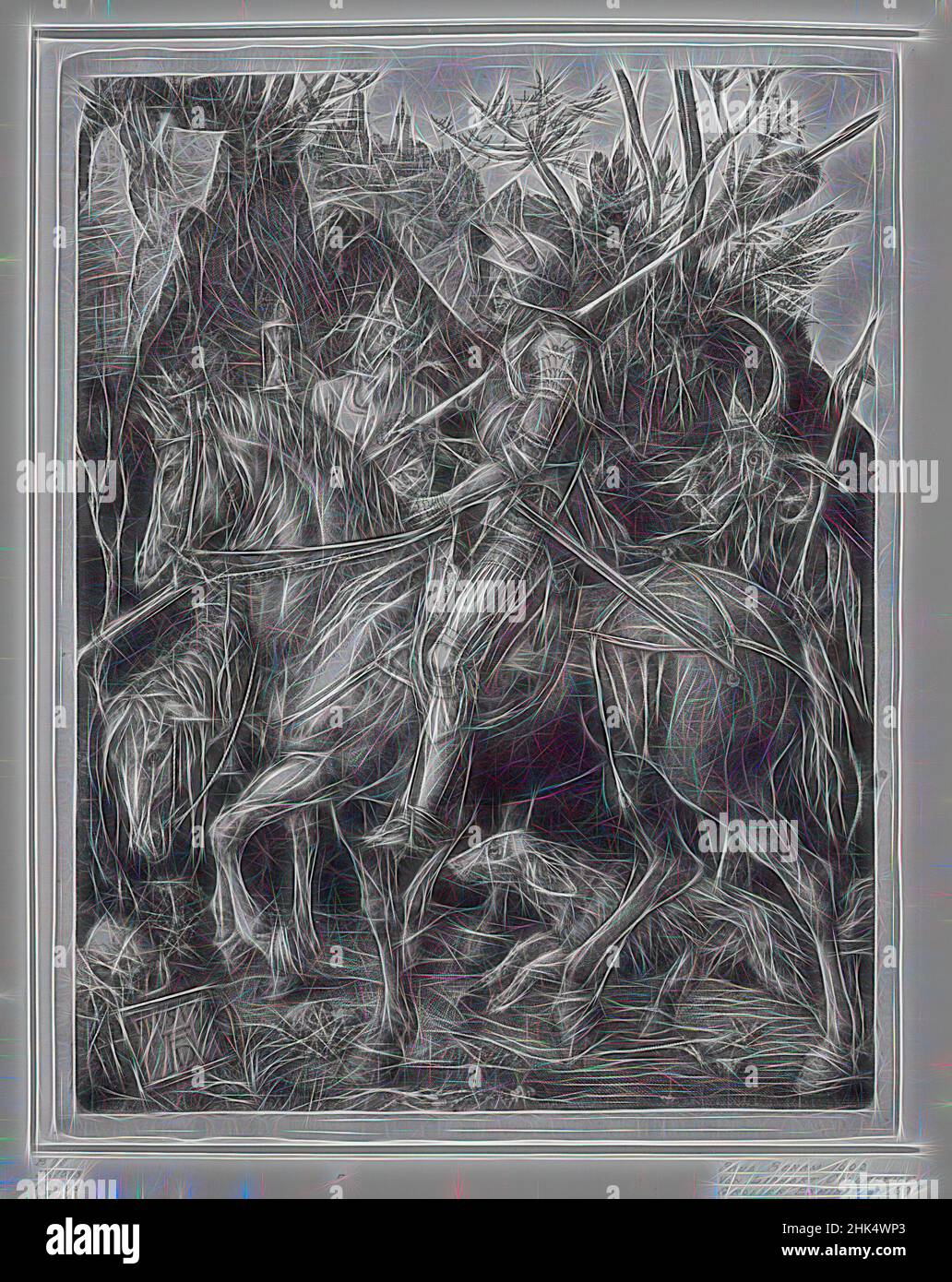 Inspiriert von Ritter, Tod und Teufel, Albrecht Dürer, Deutsch, 1471-1528, Gravieren auf Papier, 1513, Bild: 9 5/8 x 7 1/2 in., 24,5 x 19 cm, Rittertum, Ritterlichkeit, Tod, Pferd, Mittelalter, Adel, Adel, Soldat, neu erfunden von Artotop. Klassische Kunst neu erfunden mit einem modernen Twist. Design von warmen fröhlichen Leuchten der Helligkeit und Lichtstrahl Strahlkraft. Fotografie inspiriert von Surrealismus und Futurismus, umarmt dynamische Energie der modernen Technologie, Bewegung, Geschwindigkeit und Kultur zu revolutionieren Stockfoto Inspiriert von Ritter, Tod und Teufel, Albrecht Dürer, Deutsch, 1471-1528, Gravieren auf Papier, 1513, Bild: 9 5/8 x 7 1/2 in., 24,5 x 19 cm, Rittertum, Ritterlichkeit, Tod, Pferd, Mittelalter, Adel, Adel, Soldat, neu erfunden von Artotop. Klassische Kunst neu erfunden mit einem modernen Twist. Design von warmen fröhlichen Leuchten der Helligkeit und Lichtstrahl Strahlkraft. Fotografie inspiriert von Surrealismus und Futurismus, umarmt dynamische Energie der modernen Technologie, Bewegung, Geschwindigkeit und Kultur zu revolutionieren Stockfoto