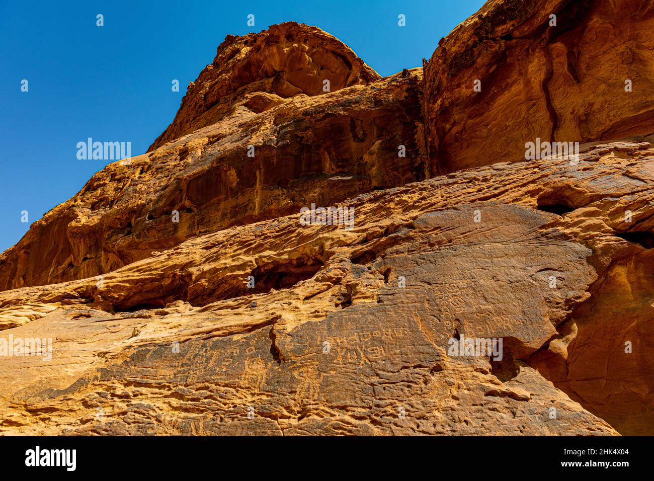 Felskunst in der Region Ha'il, UNESCO-Weltkulturerbe, Jubbah, Königreich Saudi-Arabien, Naher Osten Stockfoto