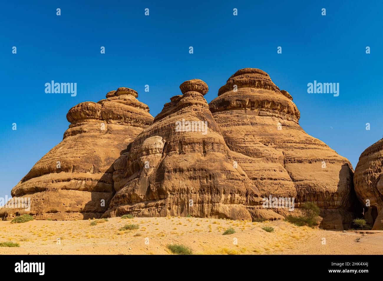 Wunderschöne Felsformation, Madain Saleh (Hegra) (Al Hijr), UNESCO-Weltkulturerbe, Al Ula, Königreich Saudi-Arabien, Naher Osten Stockfoto