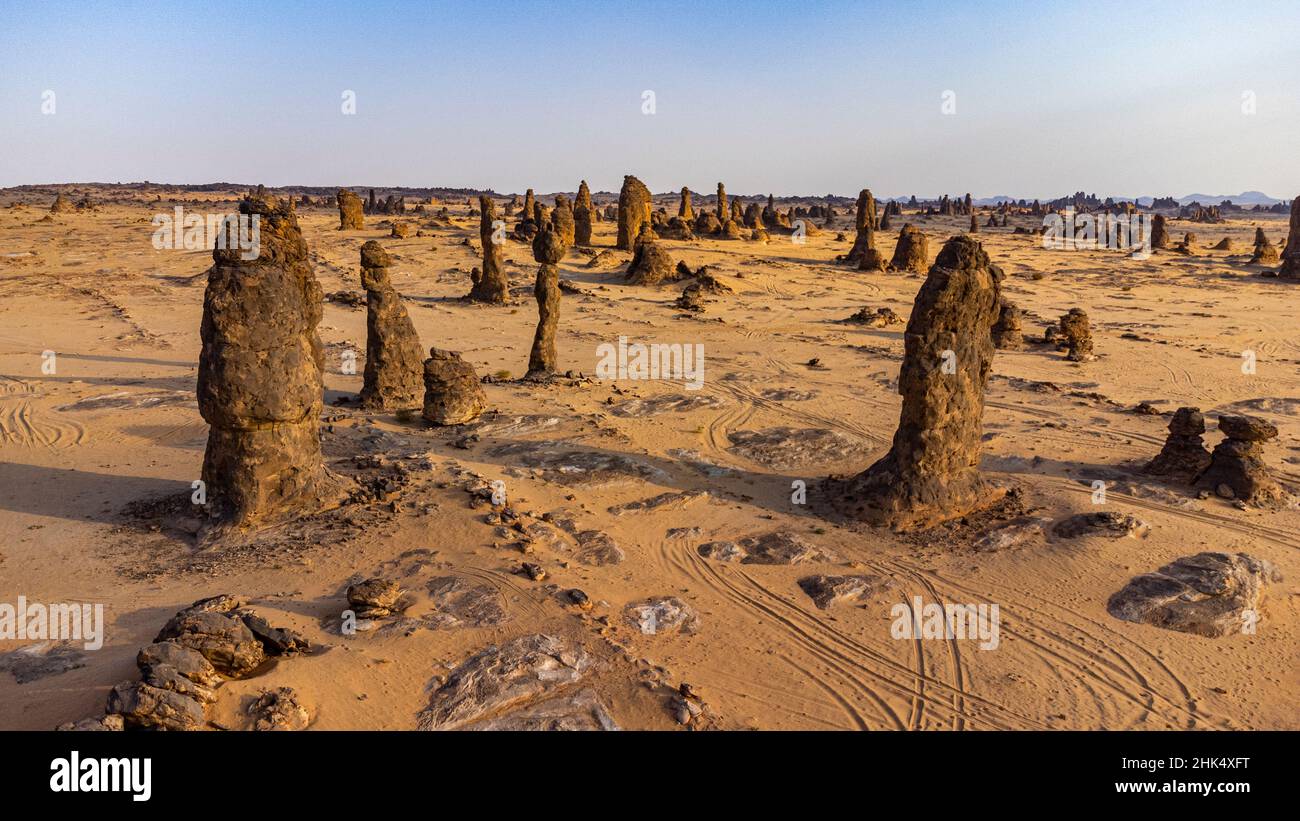 Antennen der Algharameel-Felsformationen, Al Ula, Königreich Saudi-Arabien, Naher Osten Stockfoto