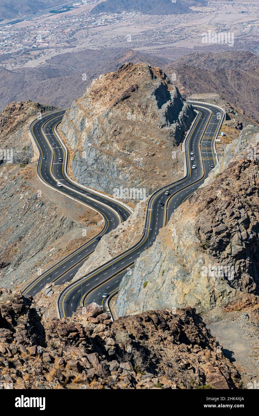 Al Hada Straße zwischen den Bergen, Taif, Königreich Saudi-Arabien, Naher Osten Stockfoto