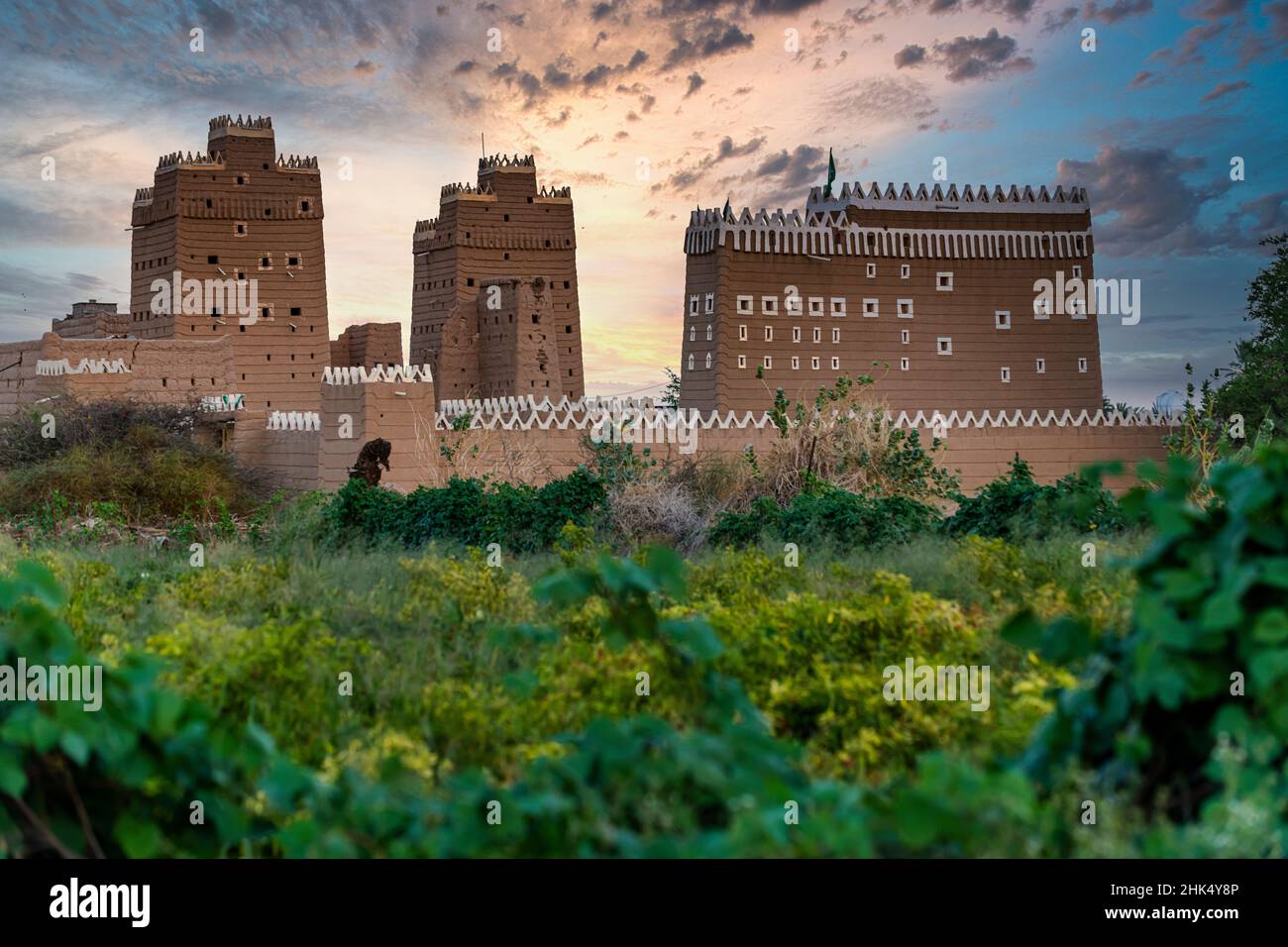 Traditionelle Gebäude Schlammtürme als Wohnhäuser verwendet, Najran, Königreich Saudi-Arabien, Naher Osten Stockfoto