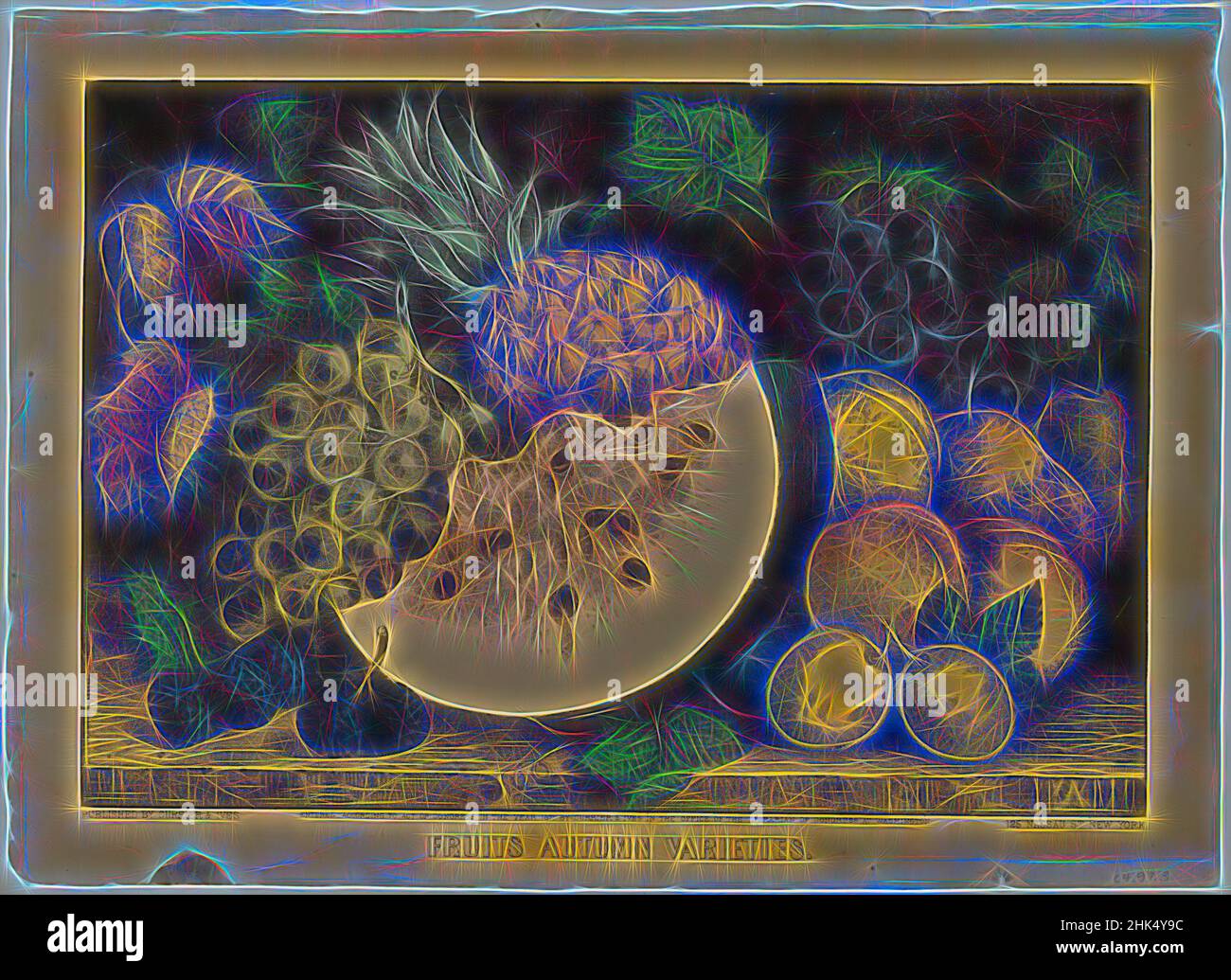 Von Früchten inspiriert Herbstsorten, Currier & Ives, amerikanisch, Lithograph von Hand auf Wobentpapier gefärbt, 1871, 8 1/2 x 12 1/4 Zoll, 21,6 x 31,1 cm, 19th Jahrhundert, 19.C, Fülle, Herbst, Folklore, Essen und Trinken, Obst, Früchte, Nostalgie, Stillleben, neu erfunden von Artotop. Klassische Kunst neu erfunden mit einem modernen Twist. Design von warmen fröhlichen Leuchten der Helligkeit und Lichtstrahl Strahlkraft. Fotografie inspiriert von Surrealismus und Futurismus, umarmt dynamische Energie der modernen Technologie, Bewegung, Geschwindigkeit und Kultur zu revolutionieren Stockfoto