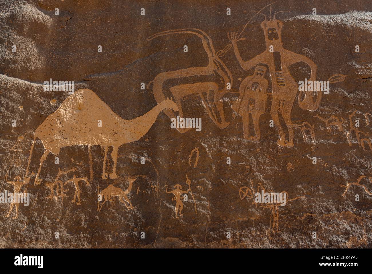 Felszeichnungen, Felszeichnungen und Inschriften von Bir Hima, UNESCO-Weltkulturerbe, Najran, Königreich Saudi-Arabien, Naher Osten Stockfoto