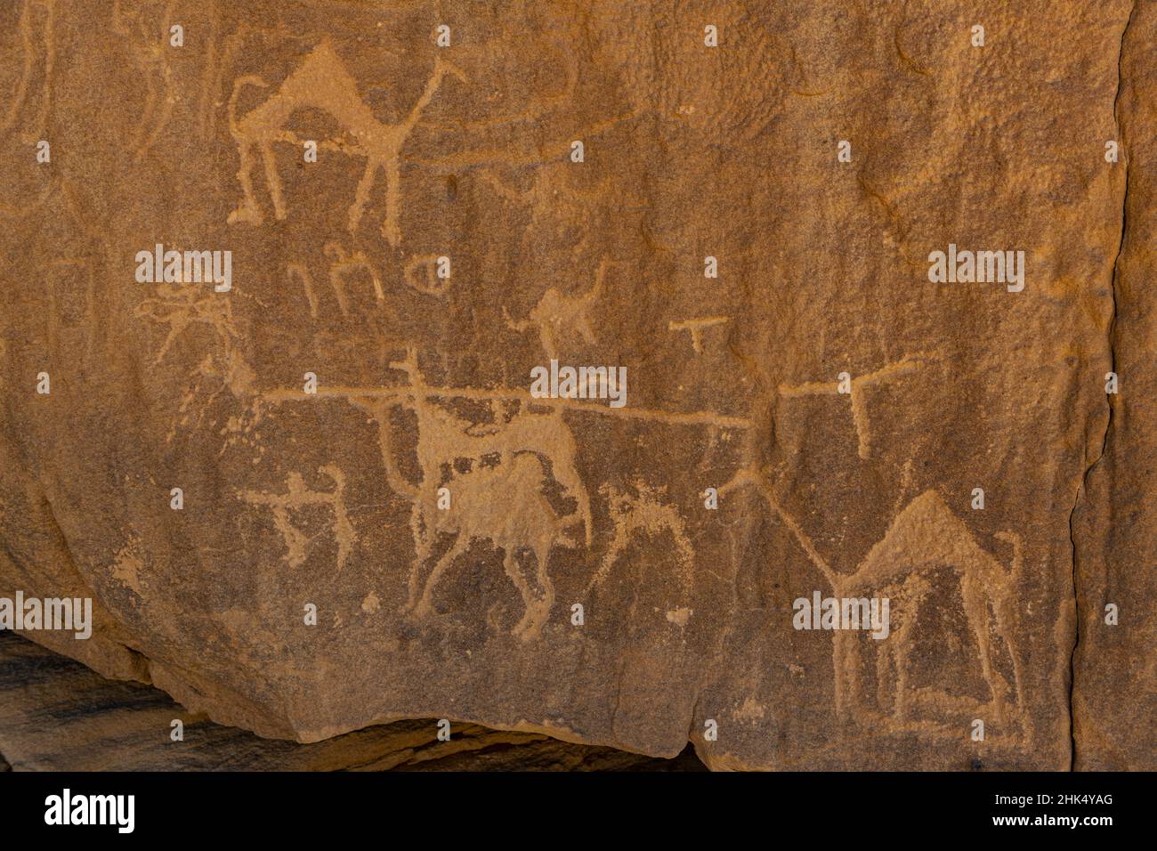 Felszeichnungen, Felszeichnungen und Inschriften von Bir Hima, UNESCO-Weltkulturerbe, Najran, Königreich Saudi-Arabien, Naher Osten Stockfoto