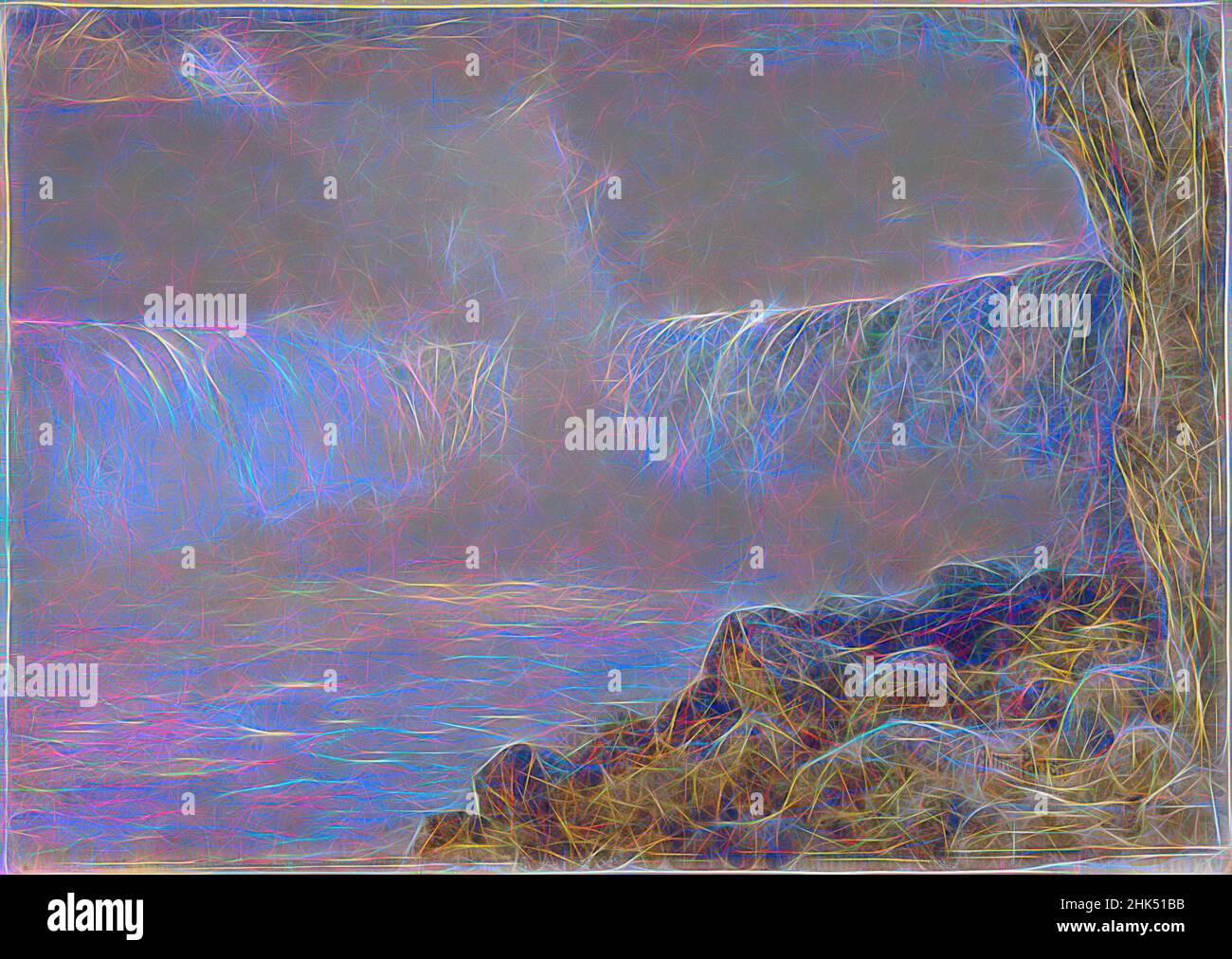 Inspiriert von den Niagarafällen, Arthur Parton, Amerikaner, 1842-1914, transparentes und opakes Aquarell auf cremefarbenem, dickem, mäßig strukturiertem Wove-Papier, ca. 1880, 21 x 29 11/16 Zoll, 53,3 x 75,4 cm, 19th Jahrhundert, ca. 1880, Luministische Gemälde, Nebel, Mythos, ndd7, Niagarafälle, Strom, Fluss, Felsen, Touristenfalle, Neu gestaltet von Artotop. Klassische Kunst neu erfunden mit einem modernen Twist. Design von warmen fröhlichen Leuchten der Helligkeit und Lichtstrahl Strahlkraft. Fotografie inspiriert von Surrealismus und Futurismus, umarmt dynamische Energie der modernen Technologie, Bewegung, Geschwindigkeit und Kultur zu revolutionieren Stockfoto