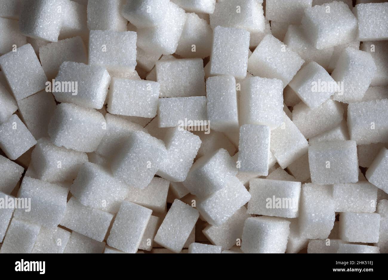 White Sugar Cubes Hintergrundbild Draufsicht Stockfoto