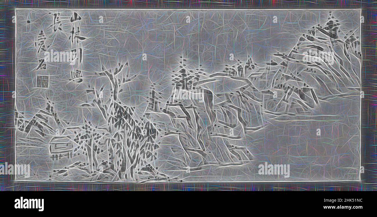 Inspiriert von Hügeln, Hütten und Bäumen an einem See, Aiseki, japanisch, Anfang 19th Jahrhundert, hängende Schriftrolle, Tusche und Bräunung auf Papier, Japan, Anfang 19th. Jahrhundert, Edo-Zeit, Bild: 10 x 20 Zoll, 25,4 x 50,8 cm, Japan, neu erfunden von Artotop. Klassische Kunst neu erfunden mit einem modernen Twist. Design von warmen fröhlichen Leuchten der Helligkeit und Lichtstrahl Strahlkraft. Fotografie inspiriert von Surrealismus und Futurismus, umarmt dynamische Energie der modernen Technologie, Bewegung, Geschwindigkeit und Kultur zu revolutionieren Stockfoto