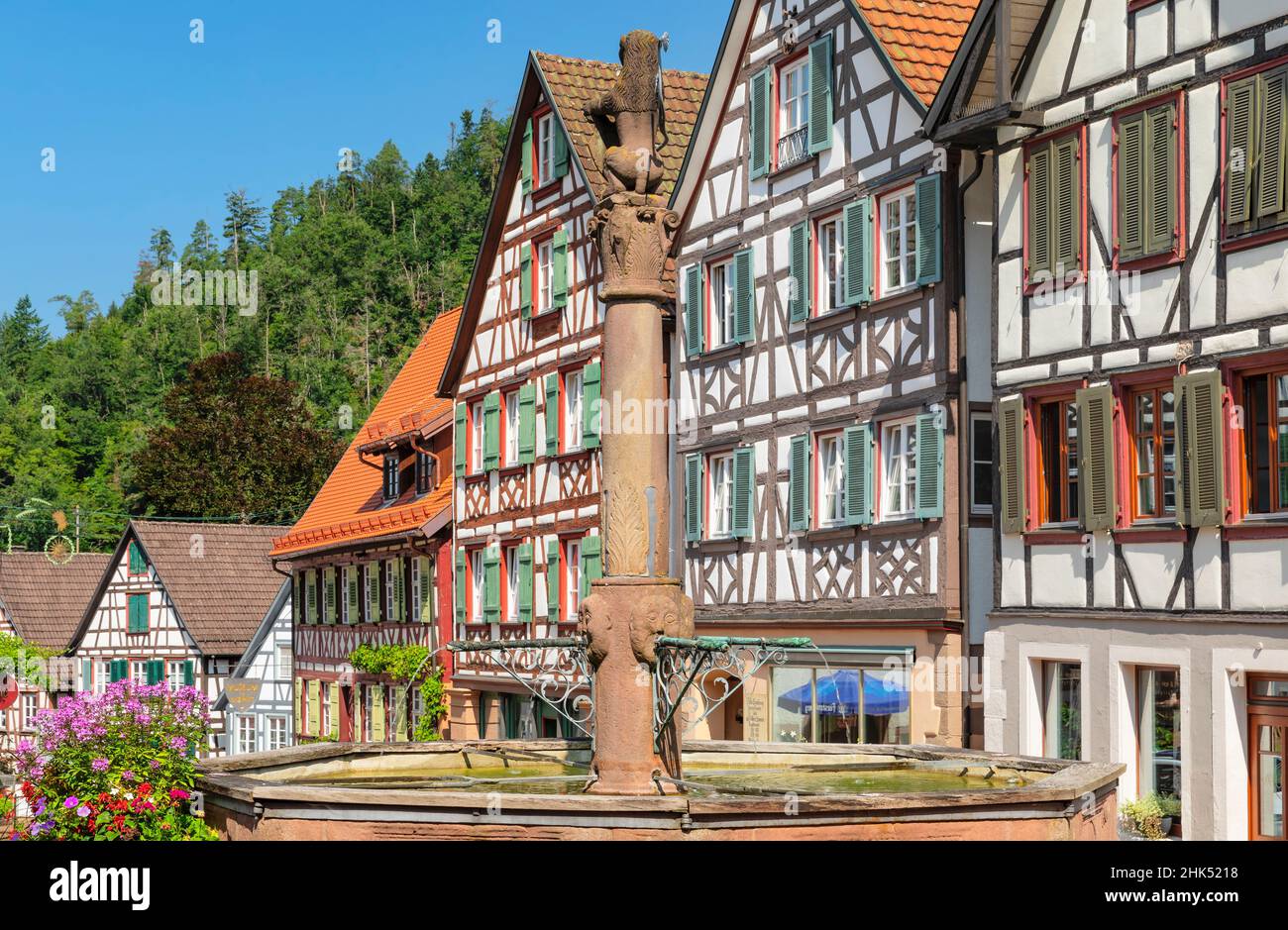 Marktplatz von Schiltach, Kinzigtal, Schwarzwald, Baden-Württemberg, Deutschland, Europa Stockfoto