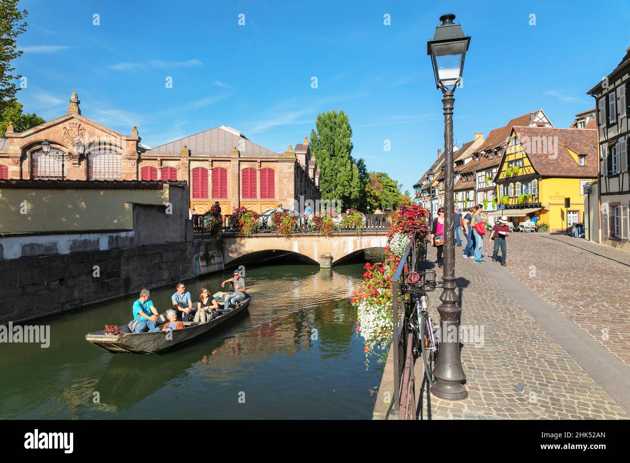 Bootsausflug auf dem Fluss Lauch, Petite Venise, Colmar, Elsass, Haut-Rhin, Frankreich, Europa Stockfoto