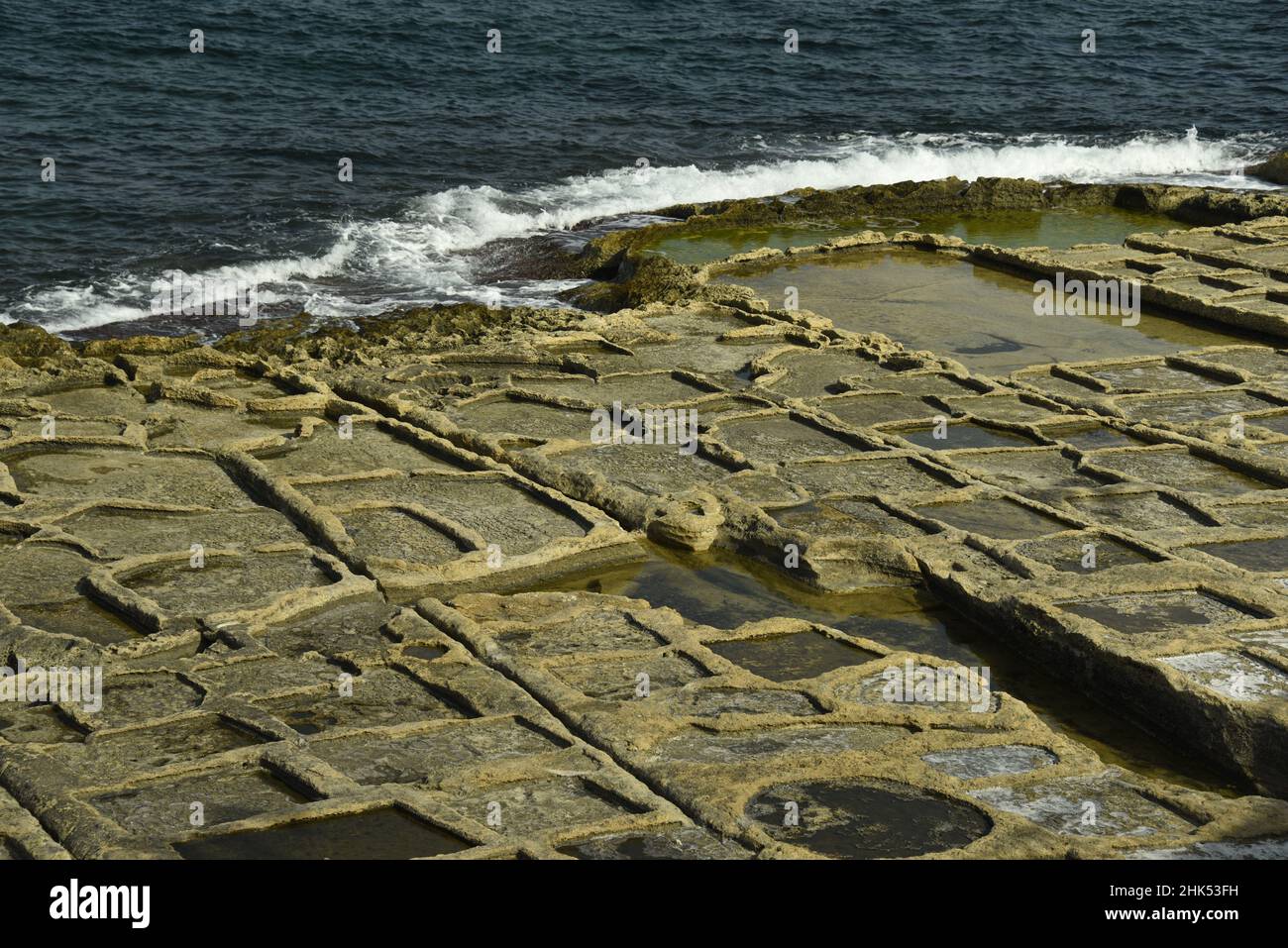 Salzpfannen in Marsaskala, Malta, Mittelmeer, Europa Stockfoto