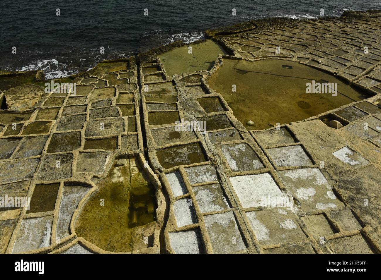 Salzpfannen in Marsaskala, Malta, Mittelmeer, Europa Stockfoto