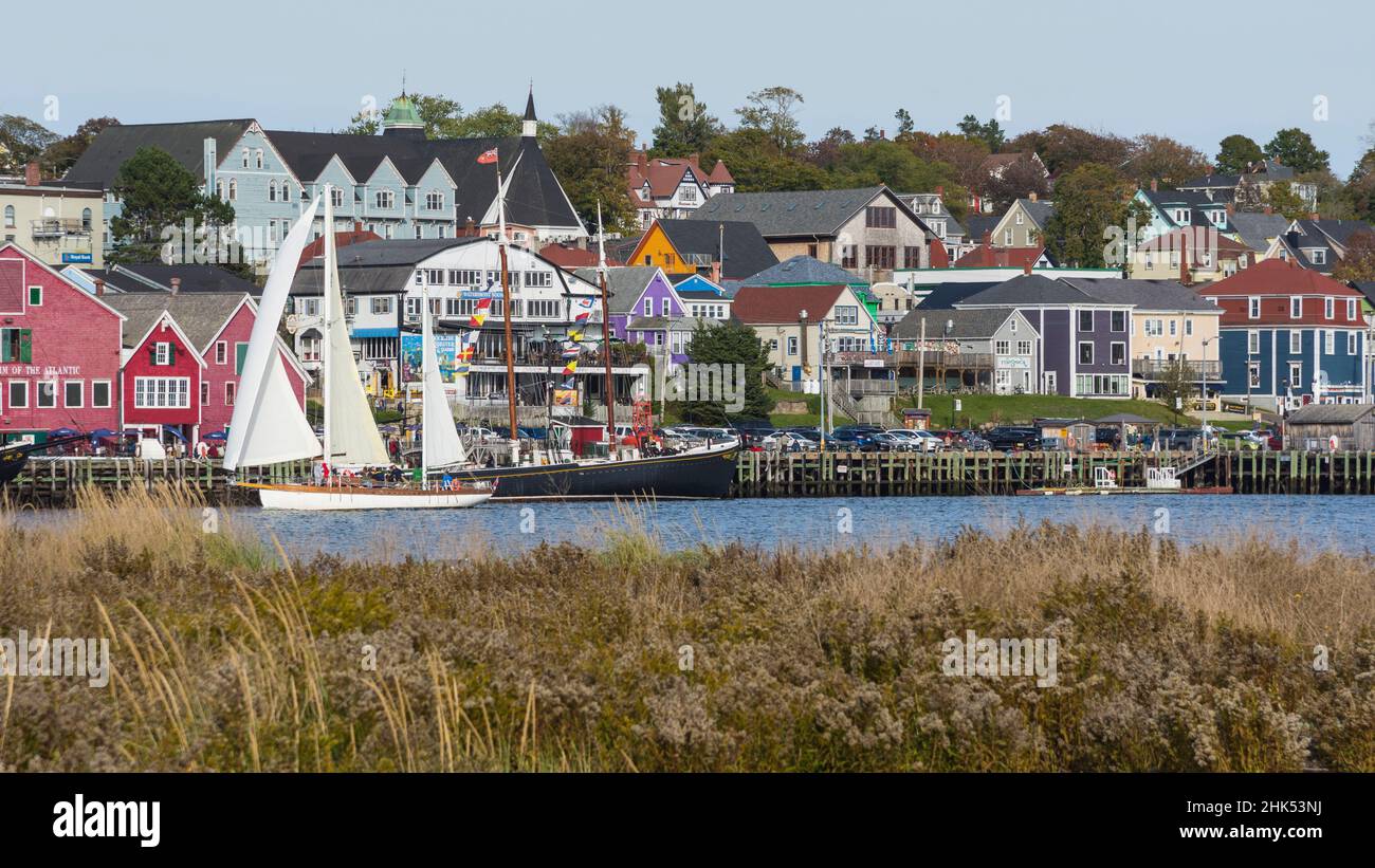 Historische Hafenpromenade und Hafen in Lunenburg, Nova Scotia, Kanada, Nordamerika Stockfoto