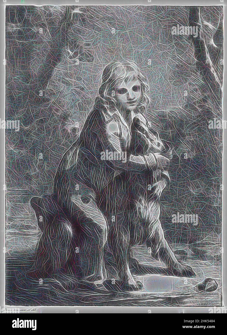 Inspiriert von L'Enfant Au Chien, Pierre-Paul Prud'Hon, französisch, 1758-1823, Lithograph montiert auf gewonbenem China-Papier, 1822, 7 15/16 x 5 11/16 Zoll, 20,1 x 14,4 cm, neu erfunden von Artotop. Klassische Kunst neu erfunden mit einem modernen Twist. Design von warmen fröhlichen Leuchten der Helligkeit und Lichtstrahl Strahlkraft. Fotografie inspiriert von Surrealismus und Futurismus, umarmt dynamische Energie der modernen Technologie, Bewegung, Geschwindigkeit und Kultur zu revolutionieren Stockfoto