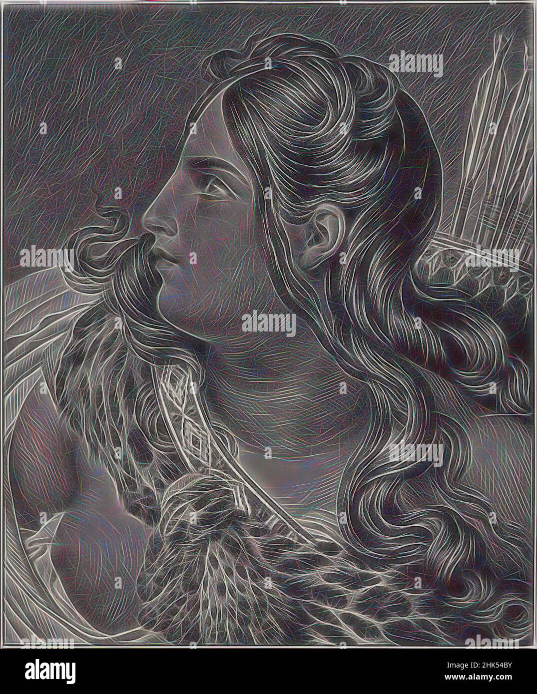 Inspiriert von Amazone, Hyacinthe-Louis-Victor-Jean-Baptiste Aubry-Lecomte, französisch, 1787-1858, Kreidellithographie mit Chine colle, 1826, neu erfunden von Artotop. Klassische Kunst neu erfunden mit einem modernen Twist. Design von warmen fröhlichen Leuchten der Helligkeit und Lichtstrahl Strahlkraft. Fotografie inspiriert von Surrealismus und Futurismus, umarmt dynamische Energie der modernen Technologie, Bewegung, Geschwindigkeit und Kultur zu revolutionieren Stockfoto