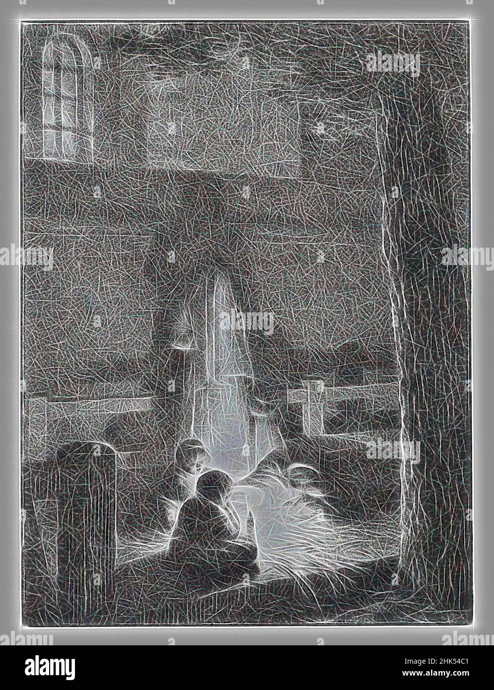 Inspiriert von Enfants Tenant Une Lumiere Dans Une Eglise, Jean Baptiste Isabey, Französisch, 1767-1855, Kreidellithographie auf Wove-Papier, 1818, 4 5/16 x 3 1/4 Zoll, 11 x 8,2 cm, neu erfunden von Artotop. Klassische Kunst neu erfunden mit einem modernen Twist. Design von warmen fröhlichen Leuchten der Helligkeit und Lichtstrahl Strahlkraft. Fotografie inspiriert von Surrealismus und Futurismus, umarmt dynamische Energie der modernen Technologie, Bewegung, Geschwindigkeit und Kultur zu revolutionieren Stockfoto
