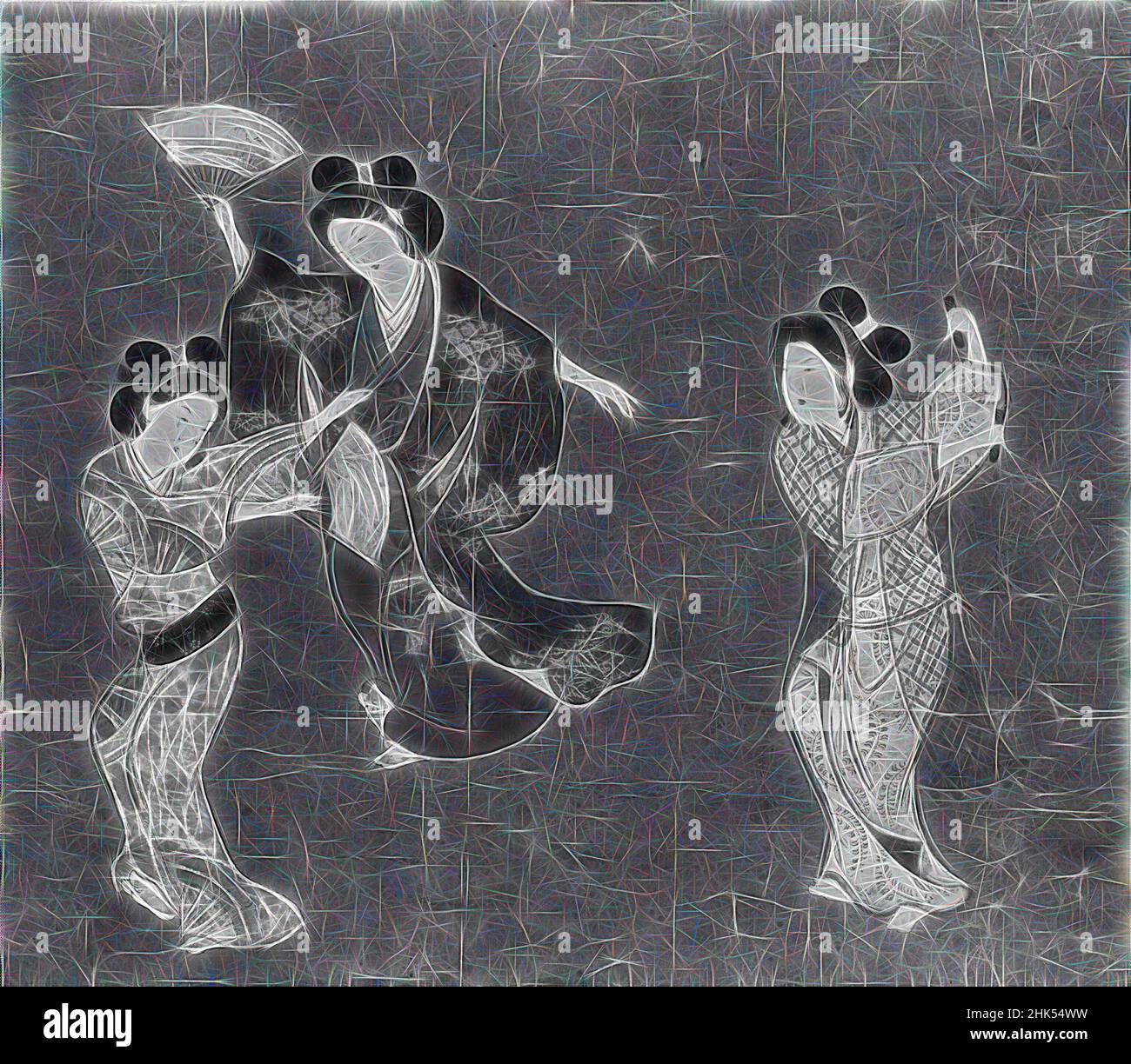 Inspiriert von drei Tänzern, hängende Schriftrolle, Tintenfarbe und Gofun auf Papier, Japan, Kambun-Ära, 1661-1672, Edo-Periode, Kambun Era, ohne Halterung: 11 1/4 x 12 1/2 Zoll, 28,6 x 31,8 cm, neu erfunden von Artotop. Klassische Kunst neu erfunden mit einem modernen Twist. Design von warmen fröhlichen Leuchten der Helligkeit und Lichtstrahl Strahlkraft. Fotografie inspiriert von Surrealismus und Futurismus, umarmt dynamische Energie der modernen Technologie, Bewegung, Geschwindigkeit und Kultur zu revolutionieren Stockfoto