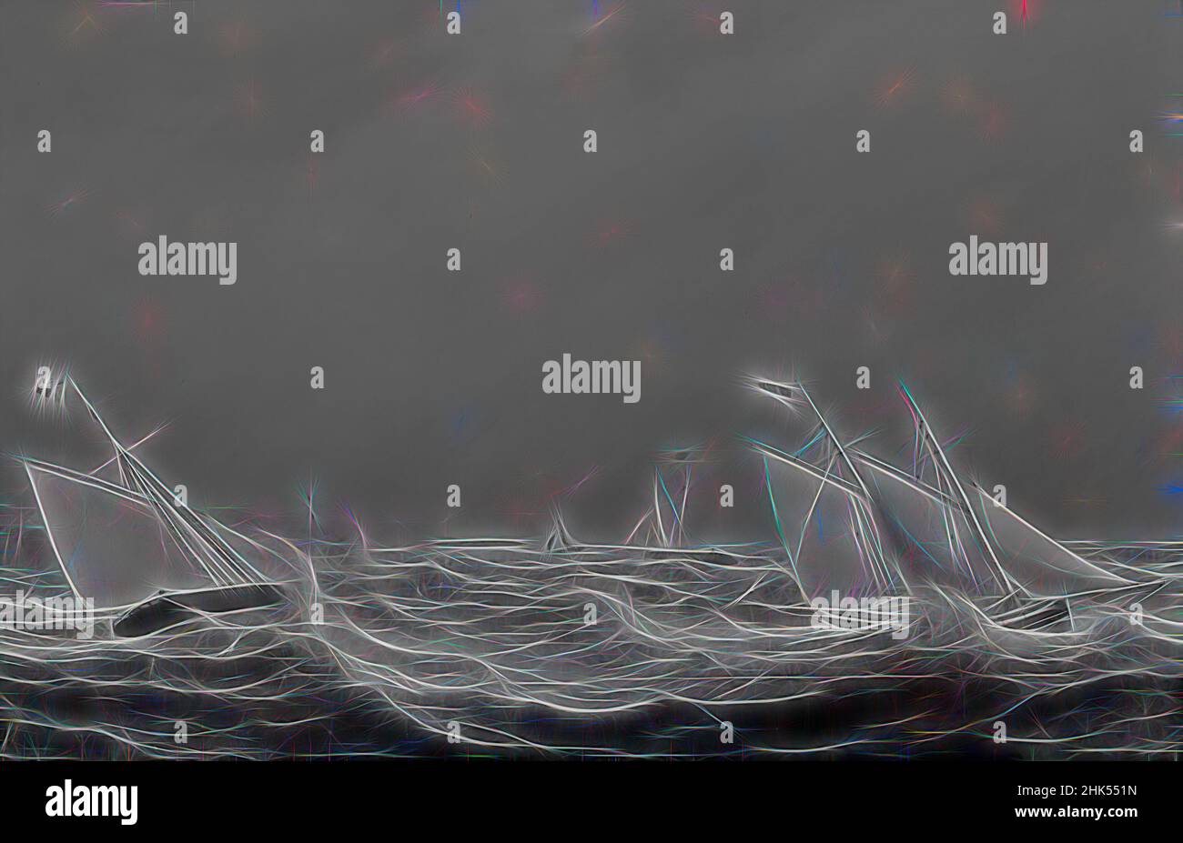 Inspiriert von Yachten, die vor der Küste Rennen, William Clark, Scottish, 1803-1883, Öl auf Leinwand, Europa, 1837, 20 x 30 Zoll, 50,8 x 76,2 cm, Boot, Meereslandschaft, Rennen, Segel, Meer, Schiff, Sturm, Yachten, neu gestaltet von Artotop. Klassische Kunst neu erfunden mit einem modernen Twist. Design von warmen fröhlichen Leuchten der Helligkeit und Lichtstrahl Strahlkraft. Fotografie inspiriert von Surrealismus und Futurismus, umarmt dynamische Energie der modernen Technologie, Bewegung, Geschwindigkeit und Kultur zu revolutionieren Stockfoto
