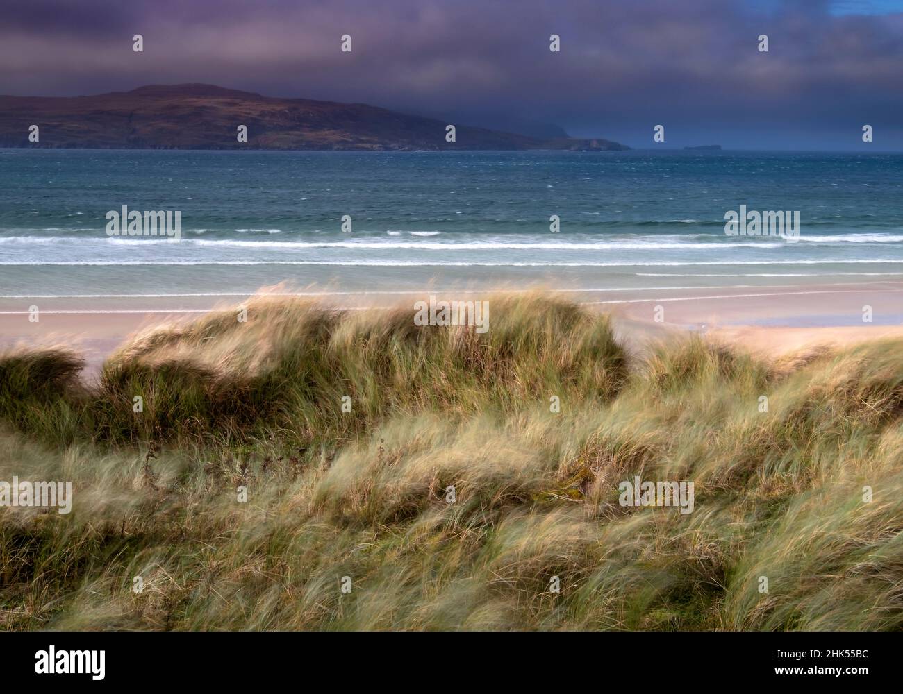 Balnakeil Bay Blick auf Cape Wrath, in der Nähe von Durness, Sutherland, nordwestliche schottische Highlands, Schottland, Großbritannien, Europa Stockfoto