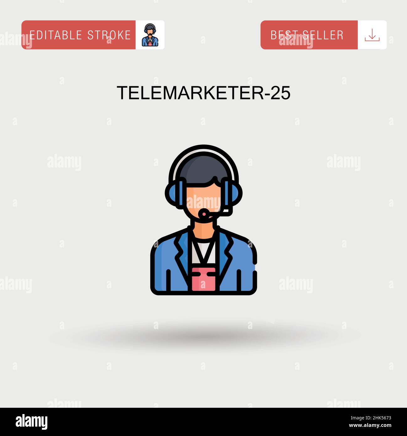 Telemarketer-25 einfaches Vektorsymbol. Stock Vektor