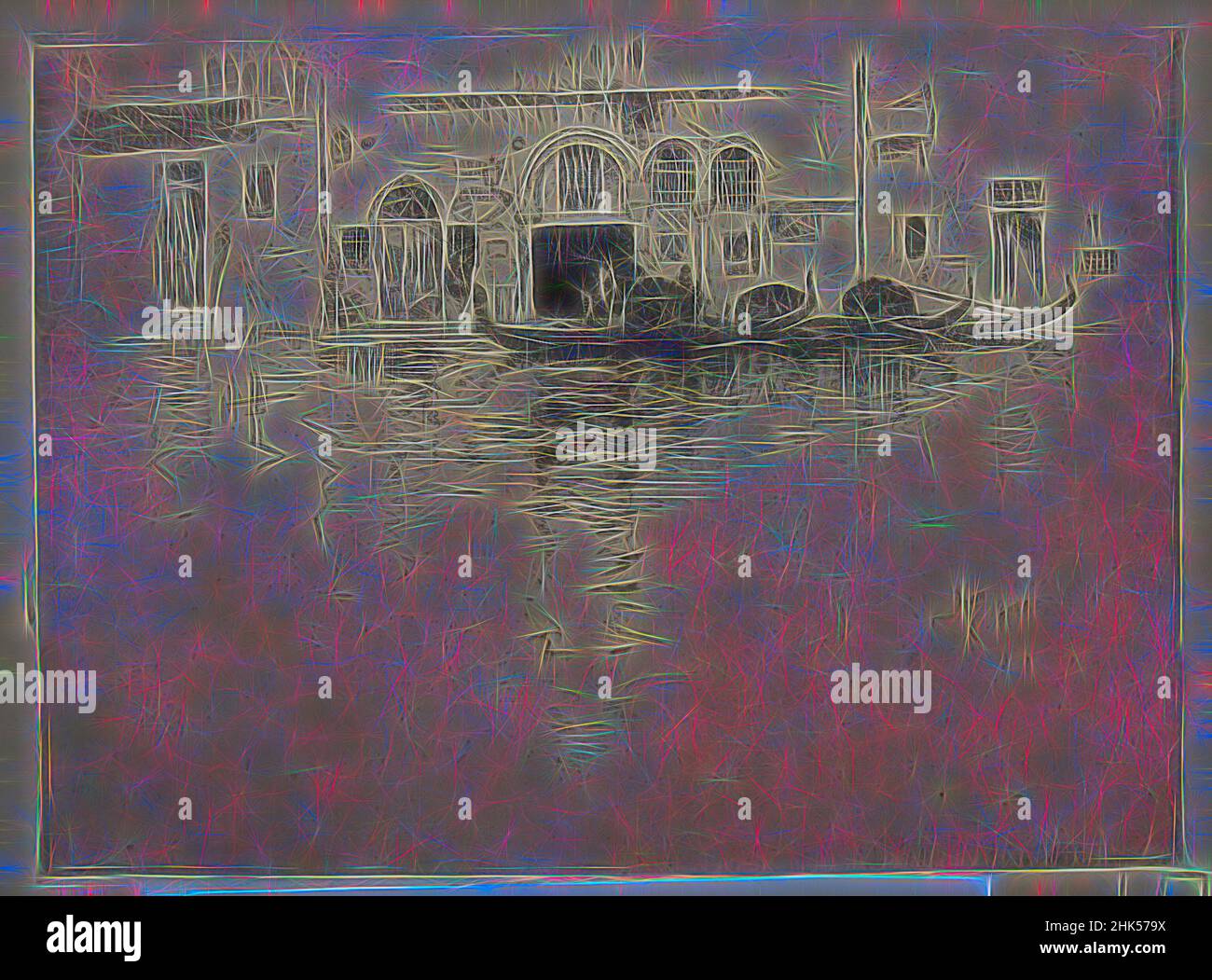 Inspiriert von Gondola und dem venezianischen Palast, Robert Frederick Blum, Amerikaner, 1857-1903, Radierung und Trockenpunkt auf cremefarbenem, gewobenen Papier, n.d., Blatt: 9 7/16 x 12 1/2 Zoll, 24 x 31,8 cm, neu erfunden von Artotop. Klassische Kunst neu erfunden mit einem modernen Twist. Design von warmen fröhlichen Leuchten der Helligkeit und Lichtstrahl Strahlkraft. Fotografie inspiriert von Surrealismus und Futurismus, umarmt dynamische Energie der modernen Technologie, Bewegung, Geschwindigkeit und Kultur zu revolutionieren Stockfoto