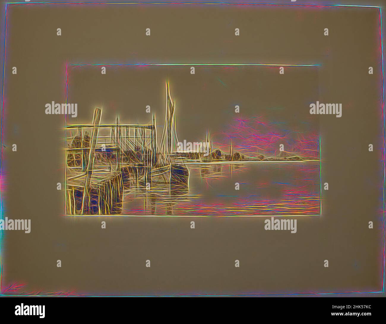 Inspiriert von Connecticut River, Charles Adams Platt, Amerikaner, 1861-1933, Radierung auf gelbem maschinengefertigten Japan-Papier, 1885, Bild: 10 13/16 x 18 5/16 in., 27,5 x 46,5 cm, Reimagined by Artotop. Klassische Kunst neu erfunden mit einem modernen Twist. Design von warmen fröhlichen Leuchten der Helligkeit und Lichtstrahl Strahlkraft. Fotografie inspiriert von Surrealismus und Futurismus, umarmt dynamische Energie der modernen Technologie, Bewegung, Geschwindigkeit und Kultur zu revolutionieren Stockfoto