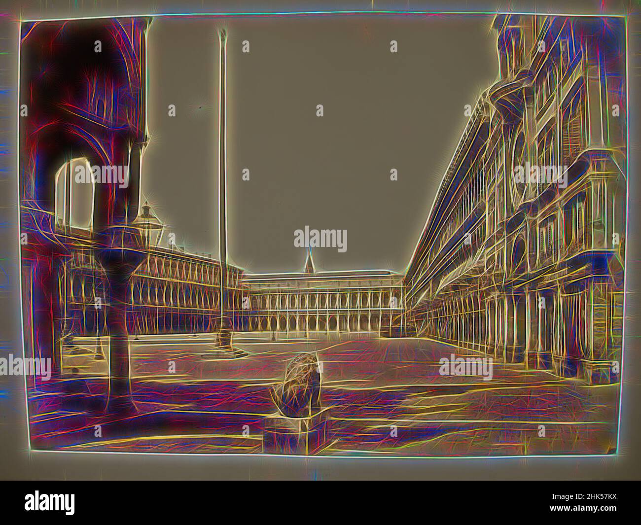 Inspiriert von Piazza de San Marco della Chiesa, Venedig, Carlo Ponti, Italiener, gebürtige Schweiz, Ca. 1823-1893, Albuminsilberaufnahme, ca. 1865, 10 1/2 x 14in., 26,7 x 35,6cm, Italienisch, Italien, plaza, Neu gestaltet von Artotop. Klassische Kunst neu erfunden mit einem modernen Twist. Design von warmen fröhlichen Leuchten der Helligkeit und Lichtstrahl Strahlkraft. Fotografie inspiriert von Surrealismus und Futurismus, umarmt dynamische Energie der modernen Technologie, Bewegung, Geschwindigkeit und Kultur zu revolutionieren Stockfoto