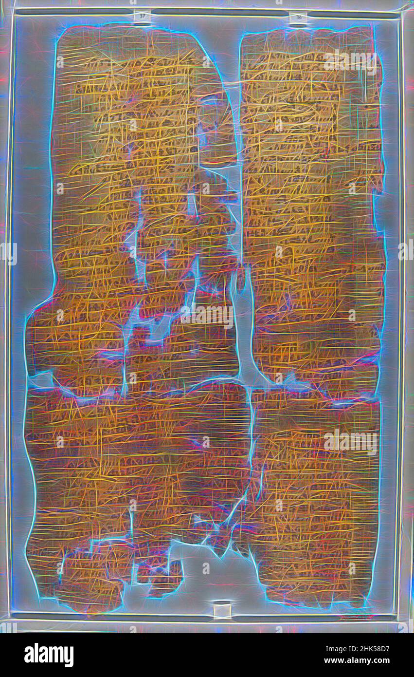 Inspiriert vom Wilbour Papyrus, Papyrus, Tusche, Mittelägypten, Ägypten, Ca. 1147 v. Chr., Dynasty 20, New Kingdom, Glas: 11 13/16 x 18 1/8 Zoll, 30 x 46 cm, neu gestaltet von Artotop. Klassische Kunst neu erfunden mit einem modernen Twist. Design von warmen fröhlichen Leuchten der Helligkeit und Lichtstrahl Strahlkraft. Fotografie inspiriert von Surrealismus und Futurismus, umarmt dynamische Energie der modernen Technologie, Bewegung, Geschwindigkeit und Kultur zu revolutionieren Stockfoto