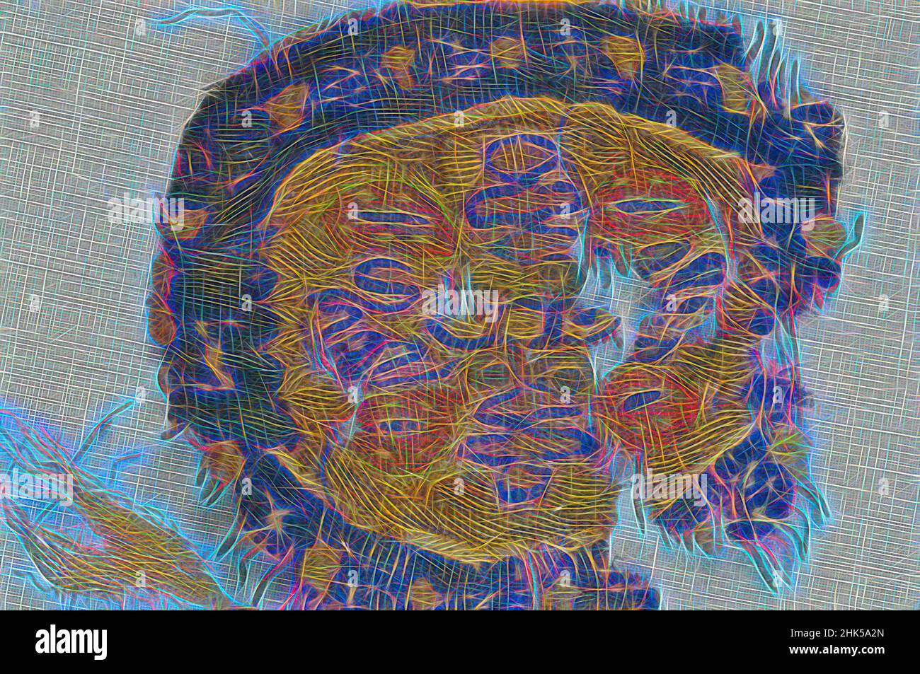 Inspiriert von Roundel Fragment mit botanischem Dekor, Koptisch, Wolle, 5th-7th Jahrhundert n. Chr., Spätantike, 3 1/8 x 3 1/8 Zoll, 8 x 8 cm, koptisch, koptisch, Ägypten, ägyptisch, Rund, Tapisserie, Wolle, neu gestaltet von Artotop. Klassische Kunst neu erfunden mit einem modernen Twist. Design von warmen fröhlichen Leuchten der Helligkeit und Lichtstrahl Strahlkraft. Fotografie inspiriert von Surrealismus und Futurismus, umarmt dynamische Energie der modernen Technologie, Bewegung, Geschwindigkeit und Kultur zu revolutionieren Stockfoto