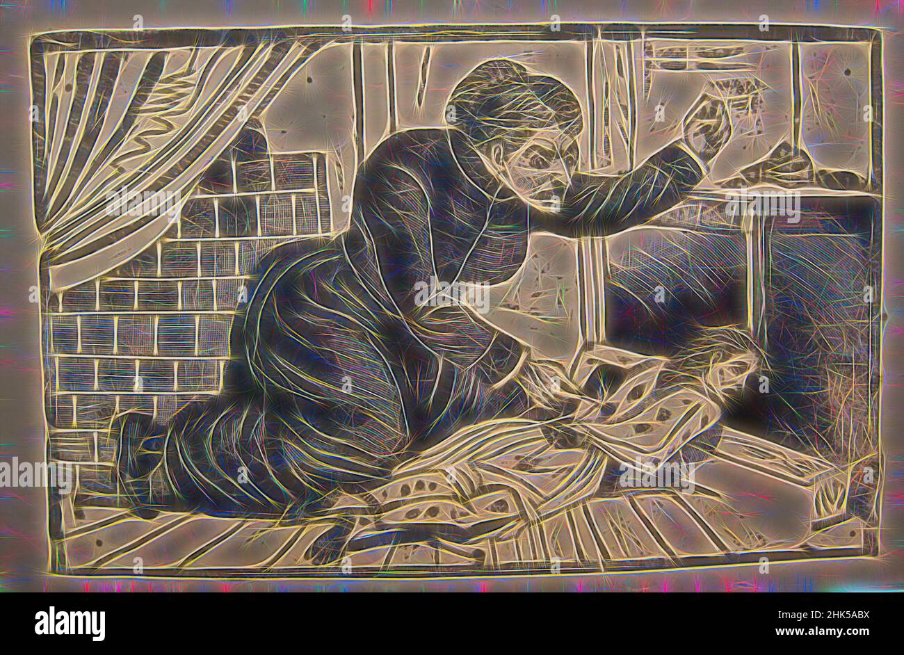 Inspiriert von The Crime of la Bejarno, Jose Guadelupe Posada, mexikanisch, 1852-1913, Relief-Gravur auf Typ Metall, 6 1/4 x 9 5/8 Zoll, 15,9 x 24,4 cm, neu erfunden von Artotop. Klassische Kunst neu erfunden mit einem modernen Twist. Design von warmen fröhlichen Leuchten der Helligkeit und Lichtstrahl Strahlkraft. Fotografie inspiriert von Surrealismus und Futurismus, umarmt dynamische Energie der modernen Technologie, Bewegung, Geschwindigkeit und Kultur zu revolutionieren Stockfoto