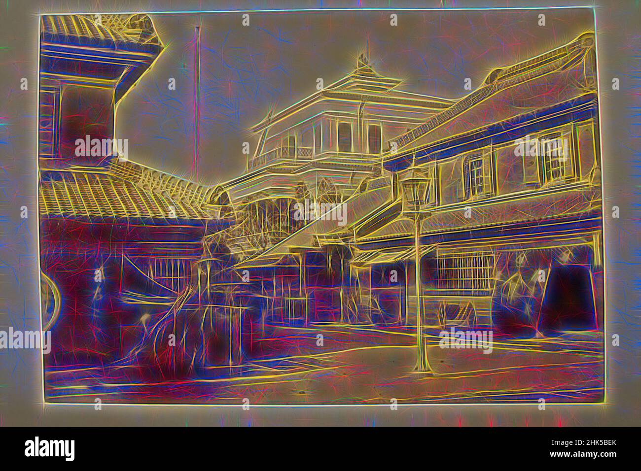 Inspiriert von View of Japan, Silberalbumin-Fotografie montiert auf, Japan, Ende 19th-Anfang 20th Jahrhundert, mit Befestigung: 4 1/4 x 6 7/16 Zoll, 10,8 x 16,3 cm, neu erfunden von Artotop. Klassische Kunst neu erfunden mit einem modernen Twist. Design von warmen fröhlichen Leuchten der Helligkeit und Lichtstrahl Strahlkraft. Fotografie inspiriert von Surrealismus und Futurismus, umarmt dynamische Energie der modernen Technologie, Bewegung, Geschwindigkeit und Kultur zu revolutionieren Stockfoto